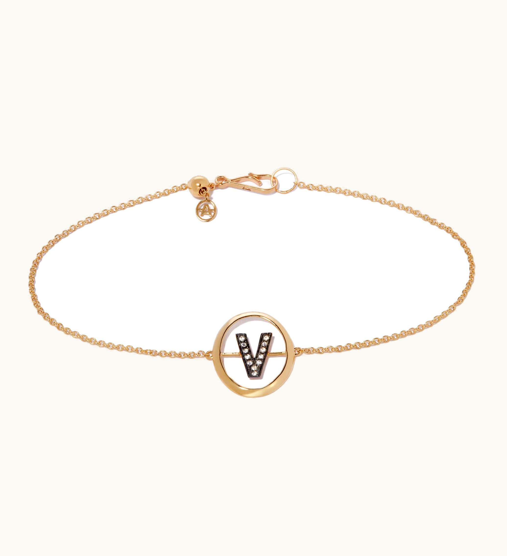 Annoushka Annoushka 18Ct Gold Diamond Initial V Bracelet