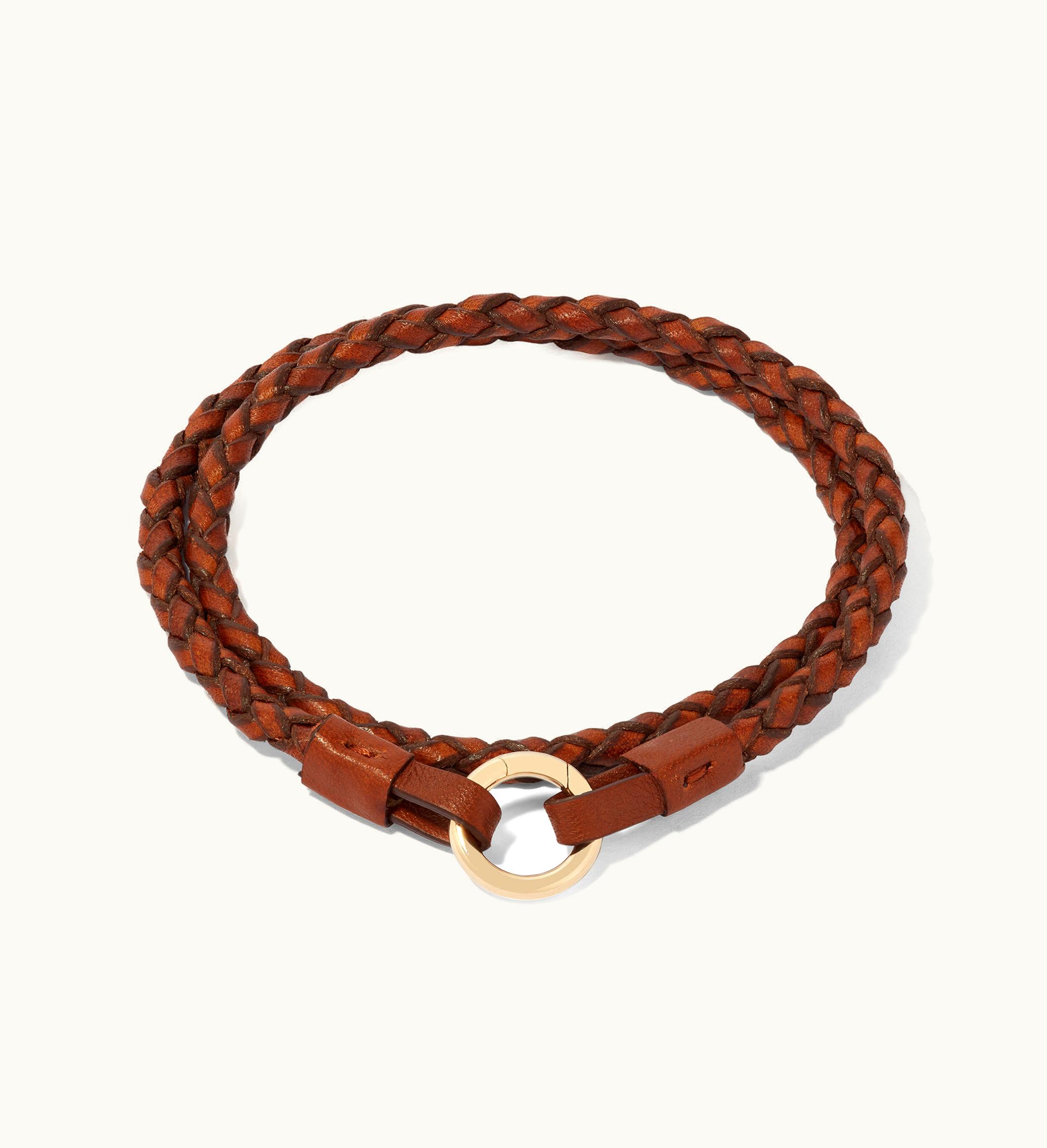 Annoushka Annoushka 14Ct Gold 41Cms Plaited Brown Leather Bracelet