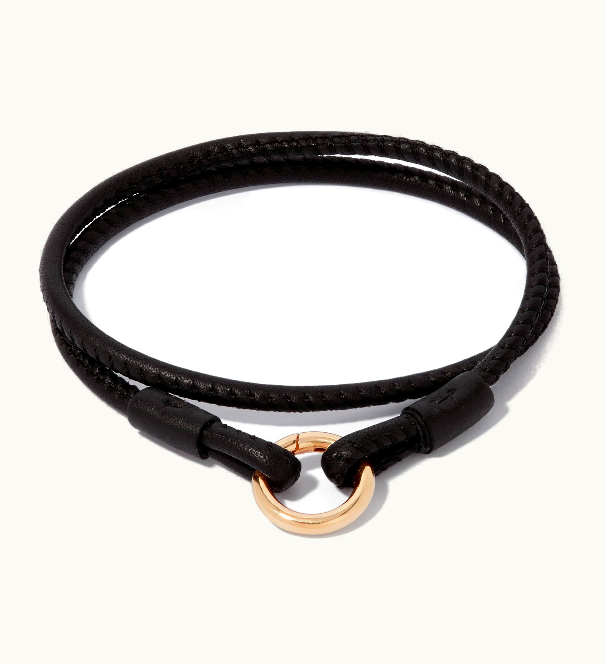 Annoushka Annoushka 14Ct Gold Lovelink 35Cms Black Leather Bracelet