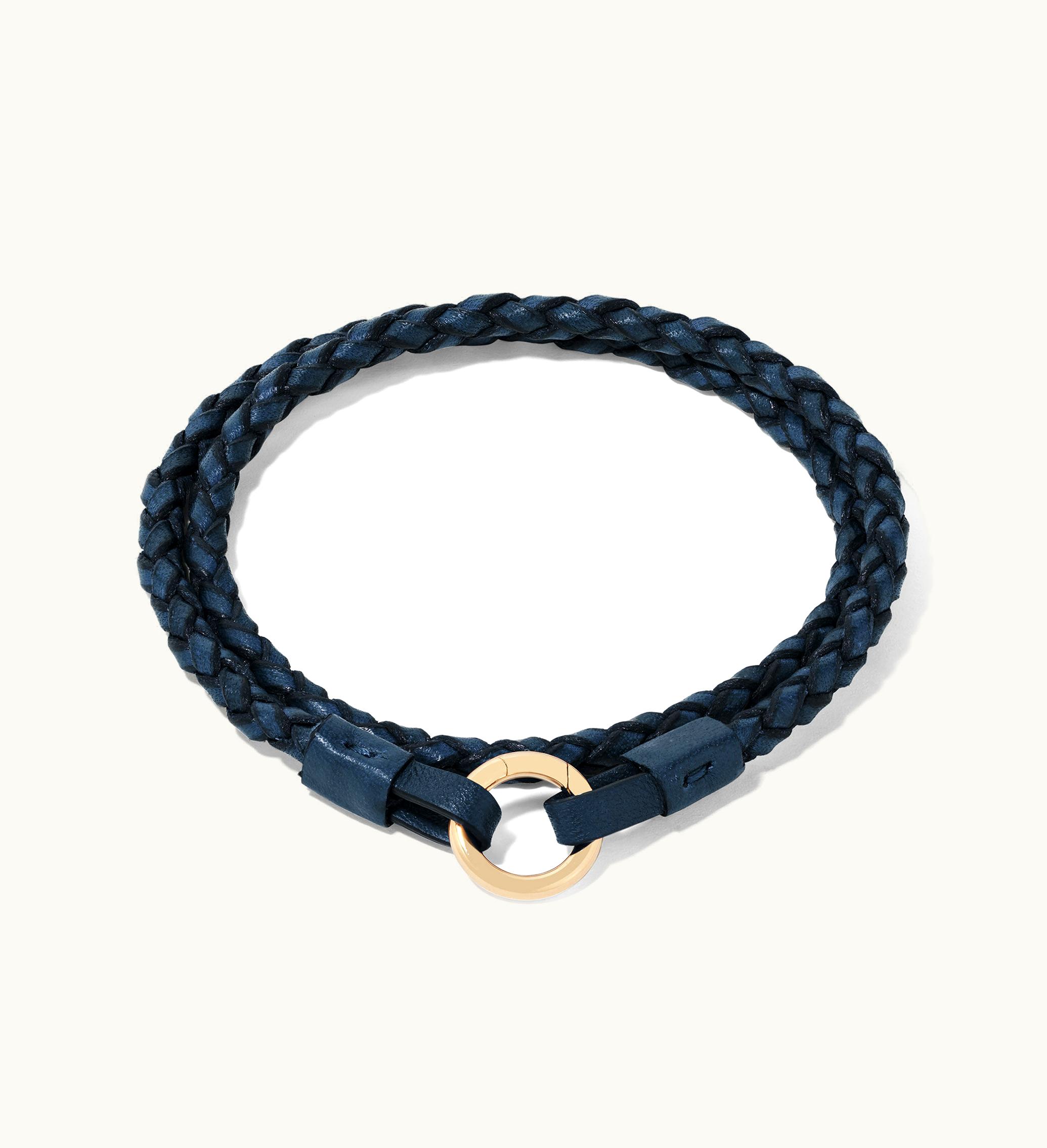 Annoushka Annoushka 14Ct Gold 41Cms Plaited Navy-Blue Leather Bracelet