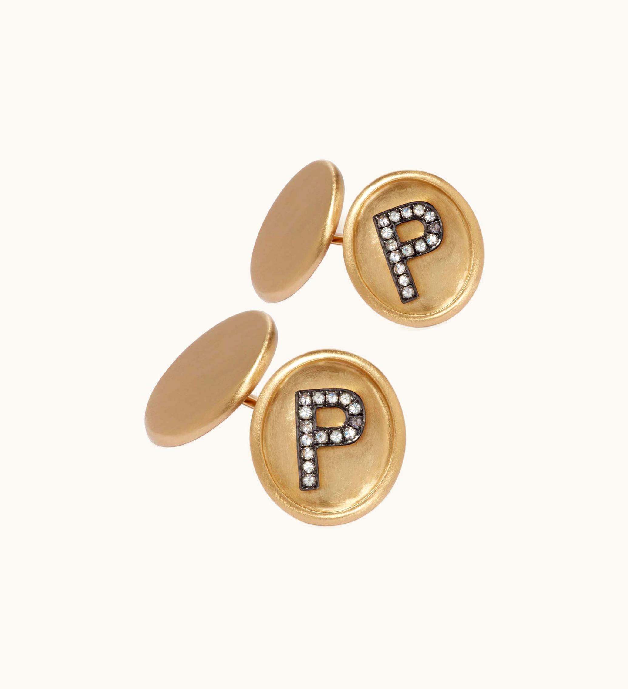 Annoushka Annoushka 18Ct Satin Gold Diamond Initial P Cufflinks