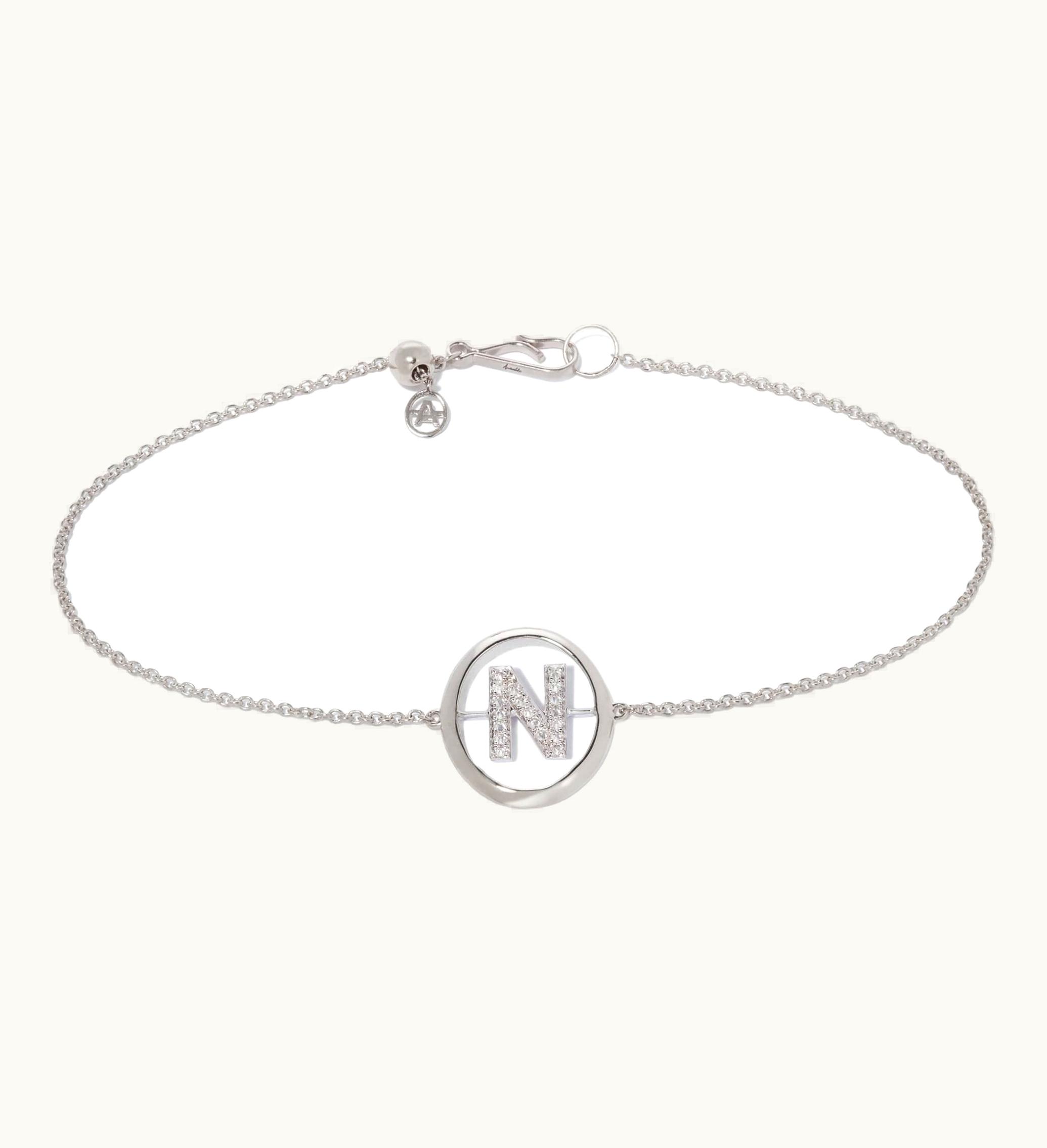 Annoushka Annoushka 18Ct White Gold Diamond Initial N Bracelet