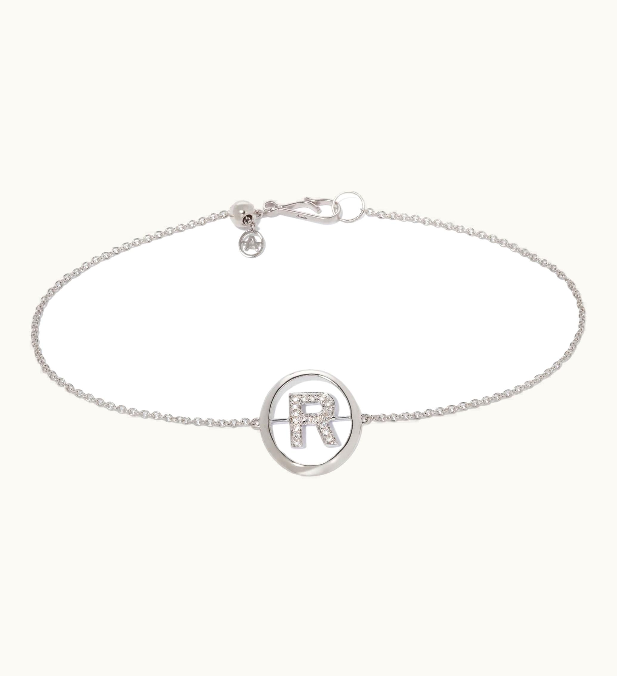 Annoushka Annoushka 18Ct White Gold Diamond Initial R Bracelet
