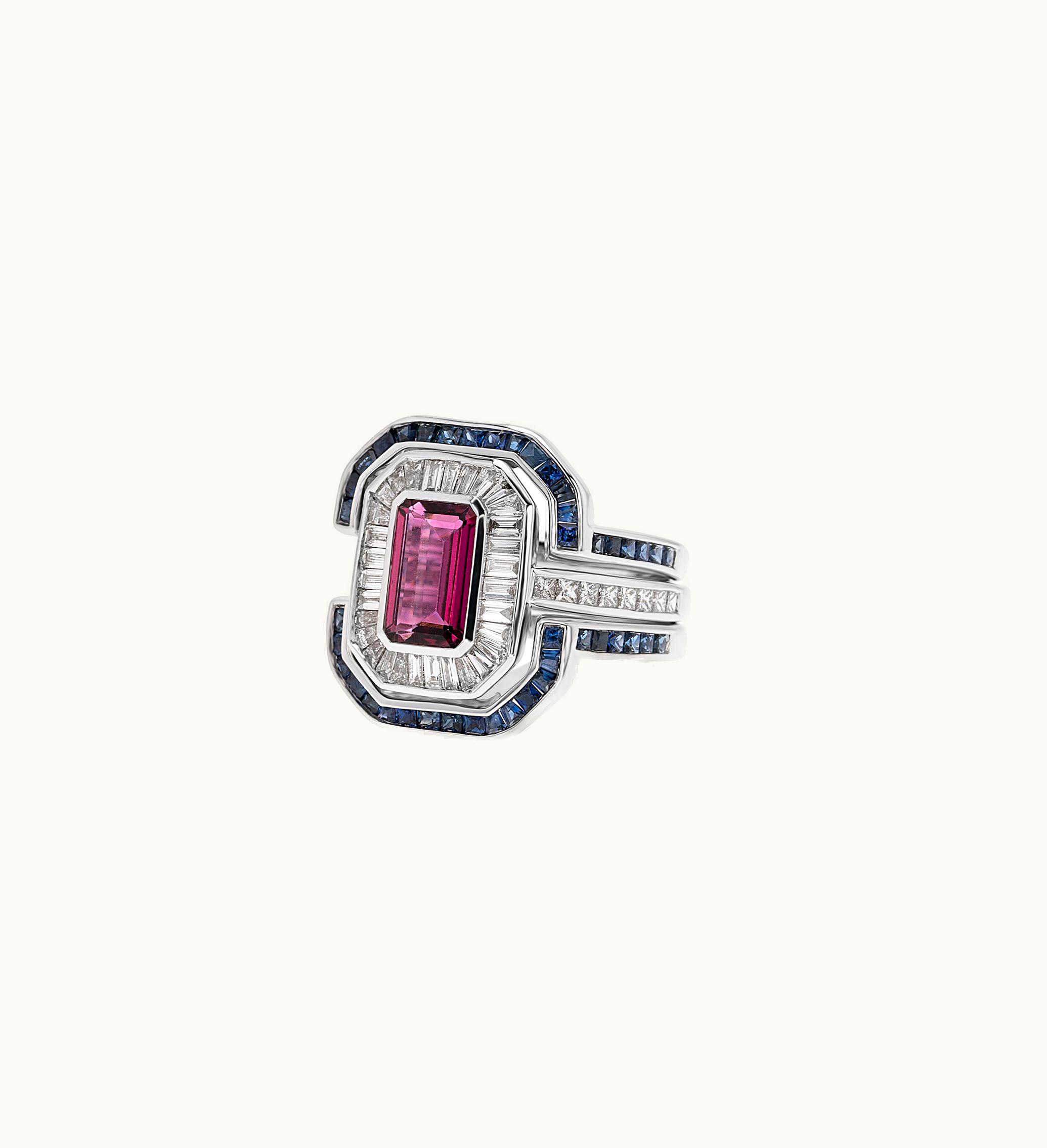 Annoushka Annoushka Venetian 18Ct White Gold Pink Tourmaline & Diamond Ring