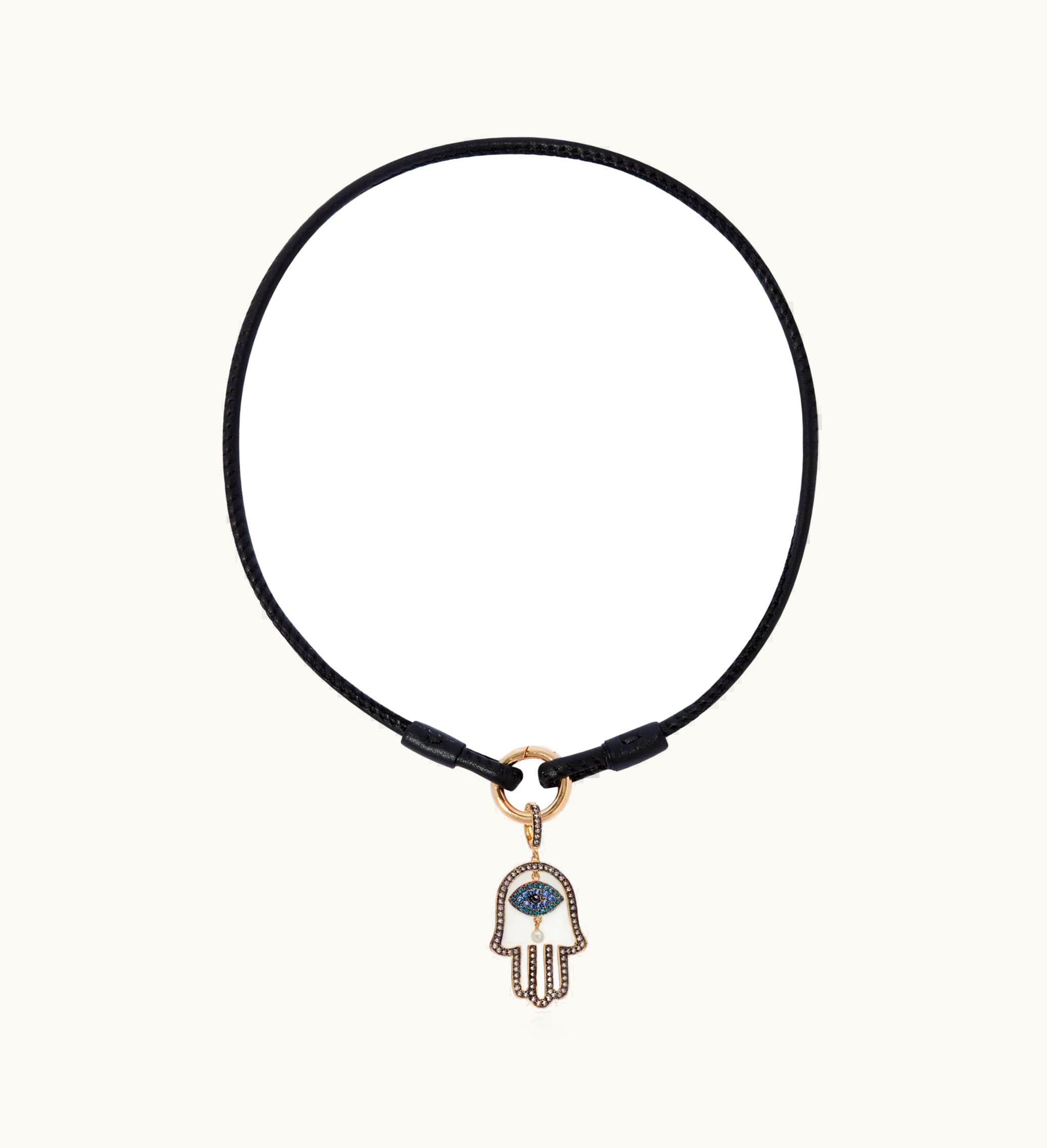 Annoushka Annoushka 14Ct Gold Lovelink Leather Hand Of Fatima Charm Necklace
