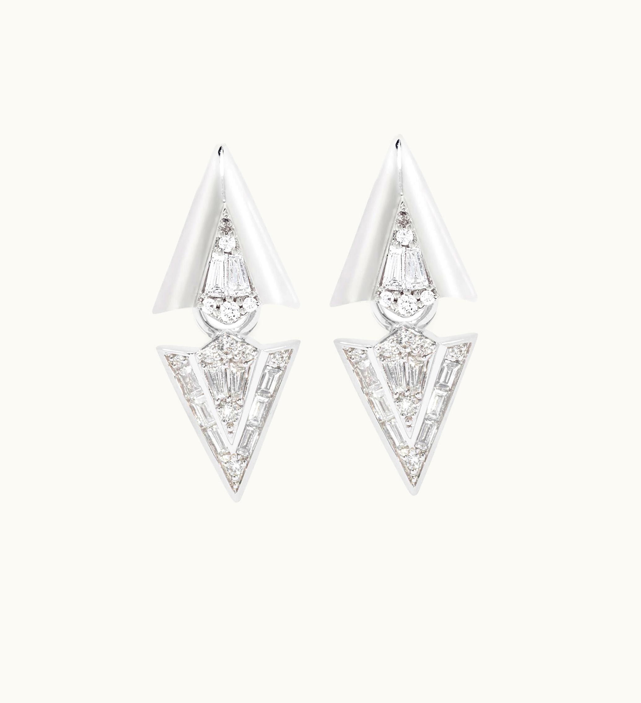 Annoushka Annoushka Flight 18Ct White Gold Diamond Arrowhead Earrings
