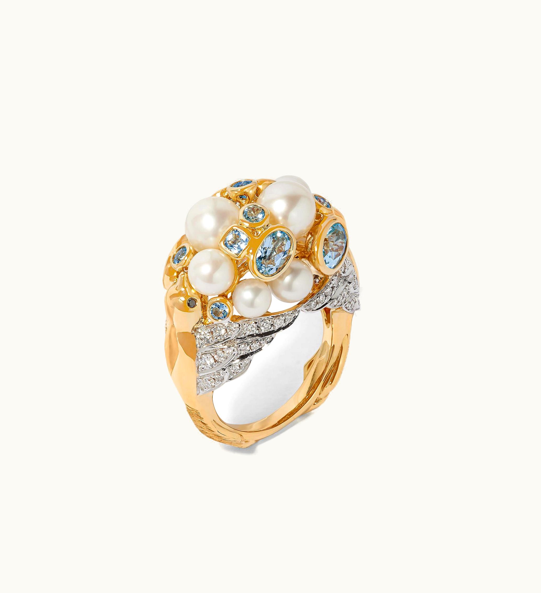 Annoushka Annoushka 18Ct Gold Disco Ball Diamond Lovebirds Ring