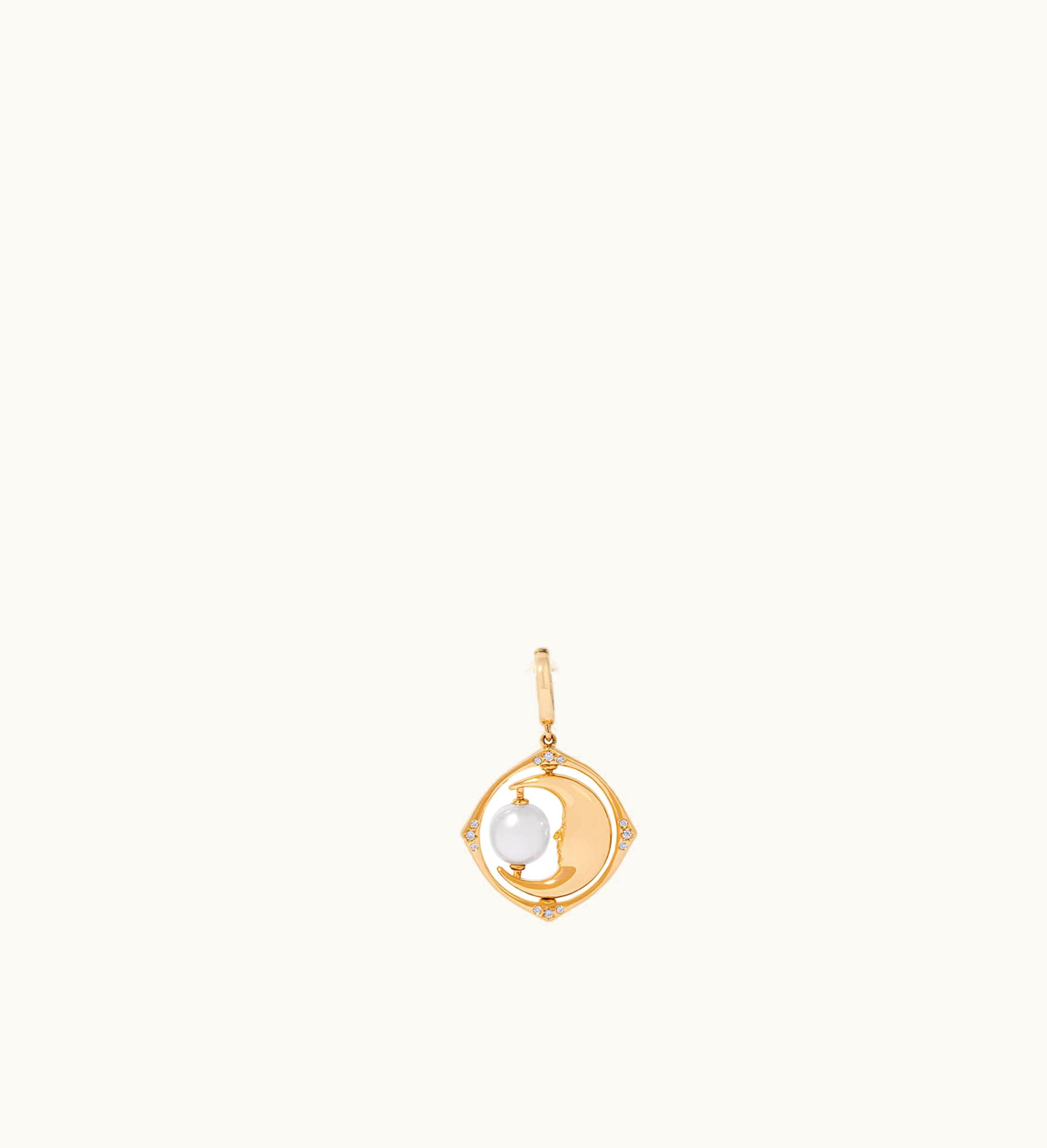 Annoushka Annoushka Mythology 18Ct Gold Pearl Spinning Moon Mini Charm Necklace UZ0174508