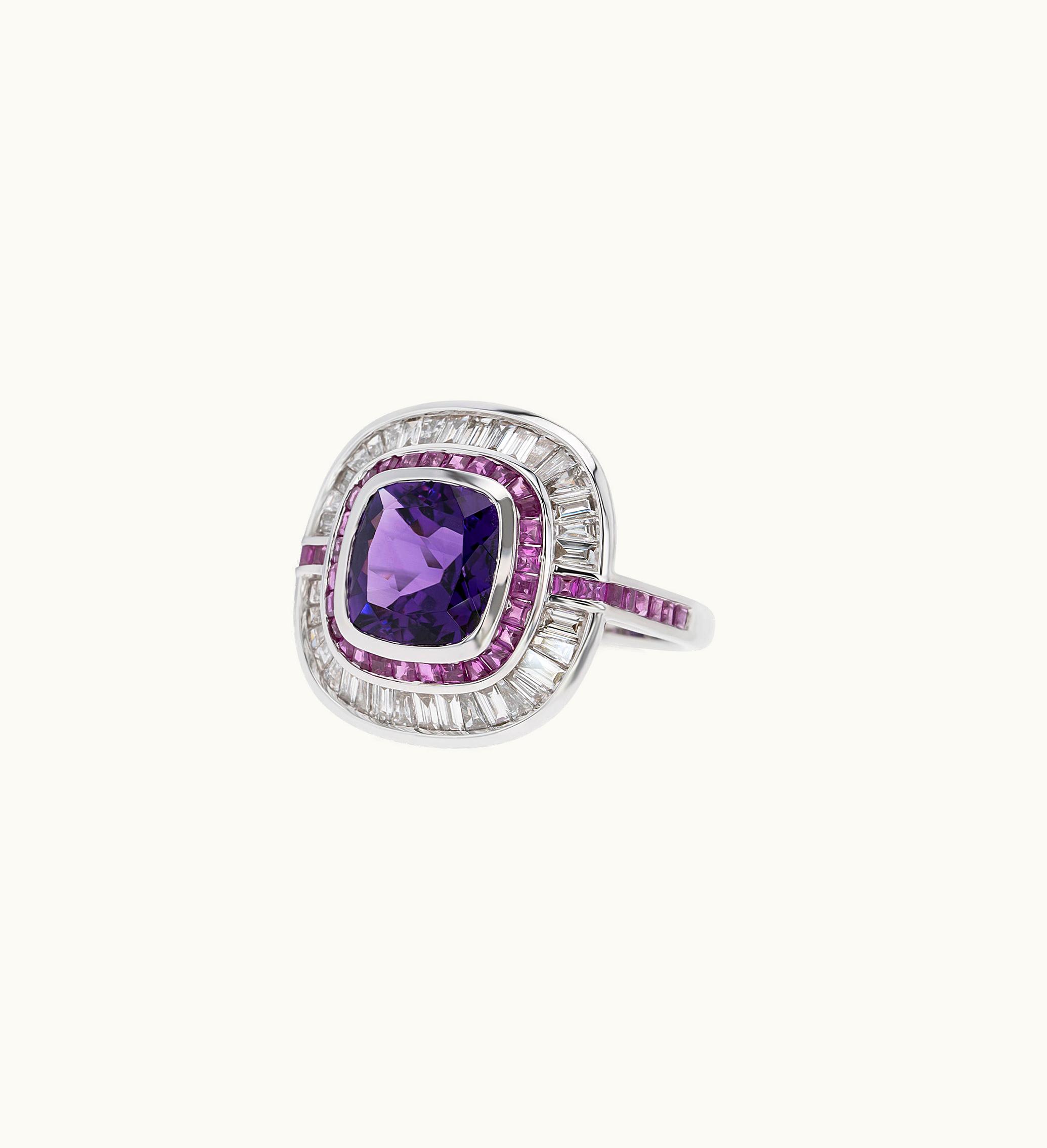 Annoushka Annoushka Luxor 18Ct White Gold Amethyst & Diamond Ring