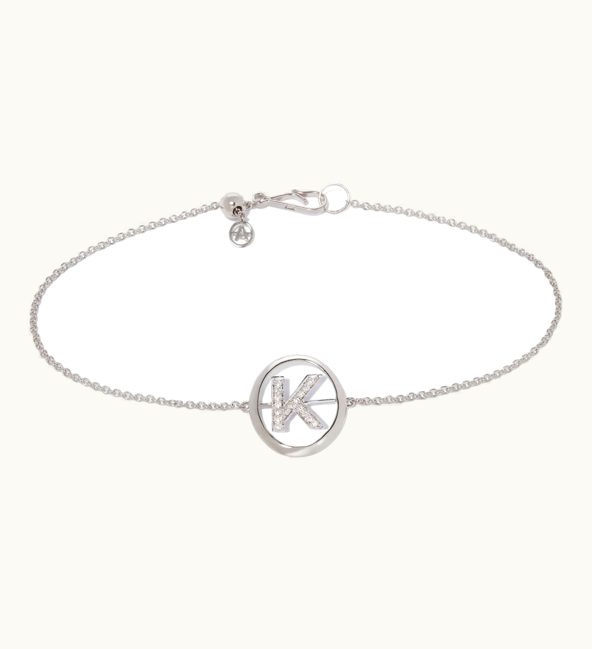 Annoushka Annoushka 18Ct White Gold Diamond Initial K Bracelet