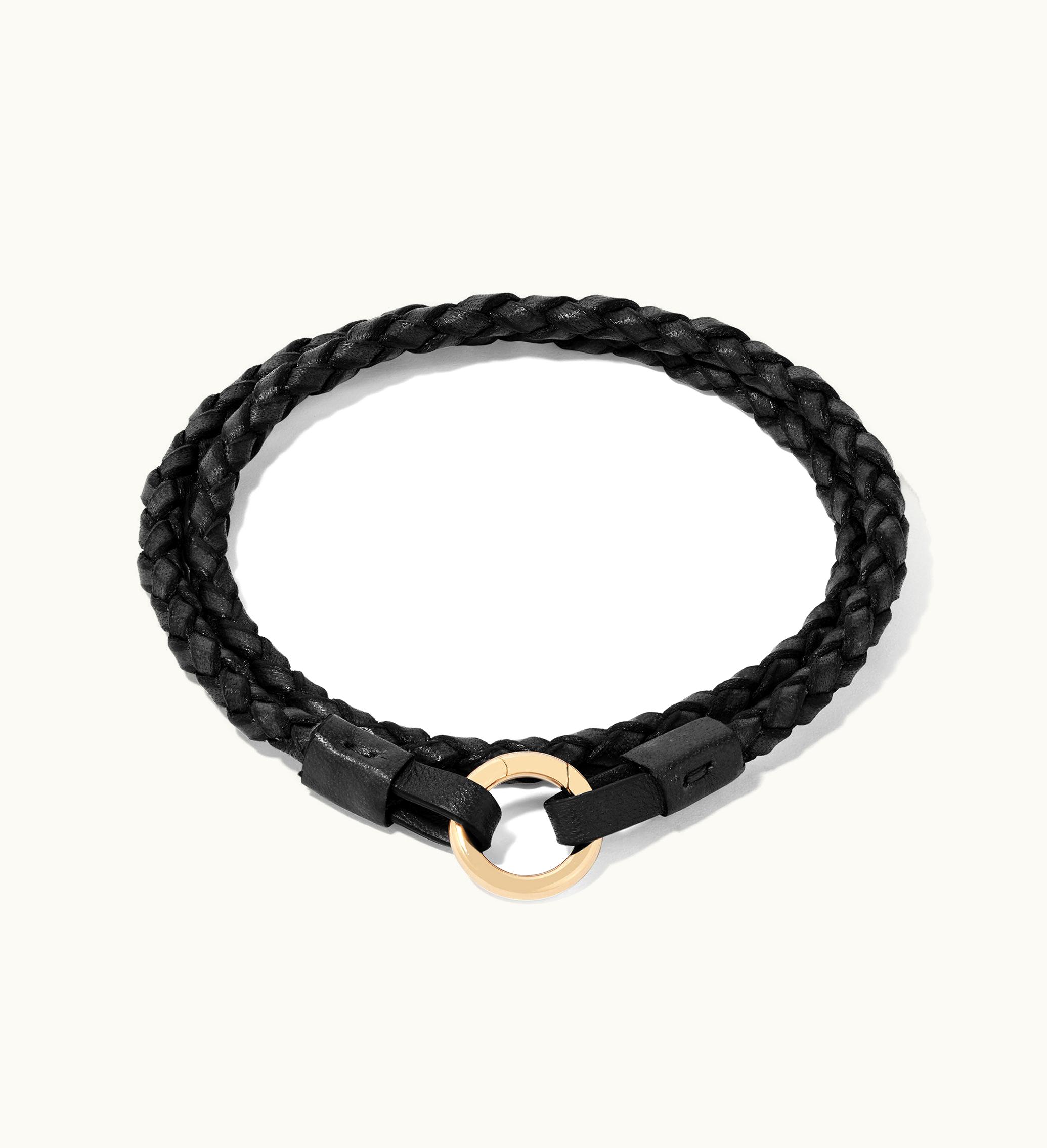 Annoushka Annoushka 14Ct Gold 35Cms Plaited Black Leather Bracelet