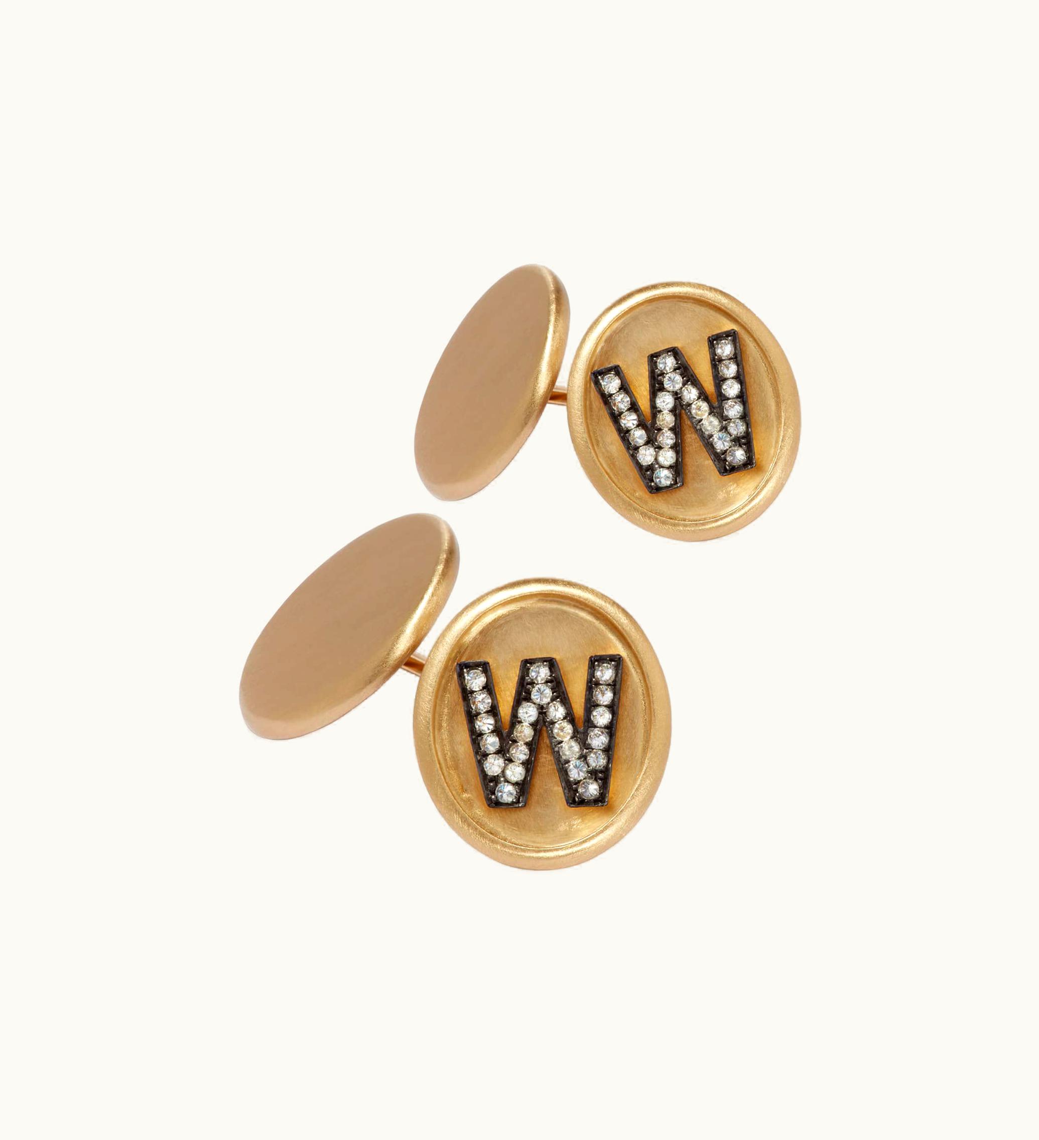 Annoushka Annoushka 18Ct Satin Gold Diamond Initial W Cufflinks