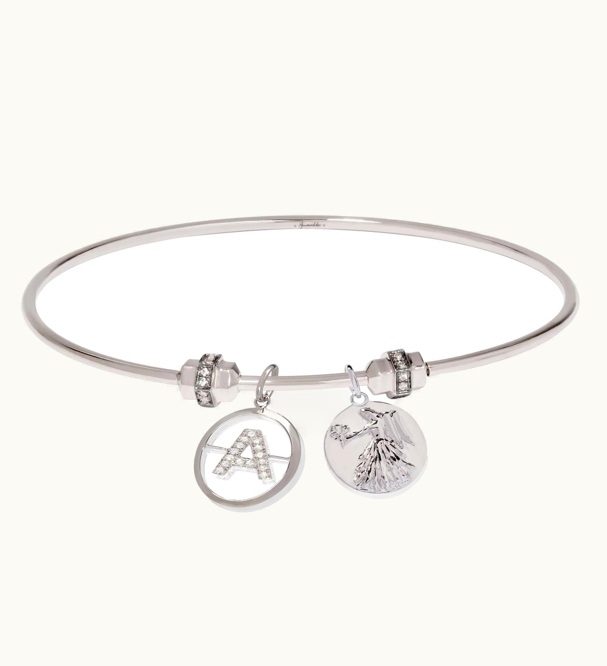 Annoushka Annoushka Mythology 18Ct White Gold Initial And Zodiac Charm Bangle