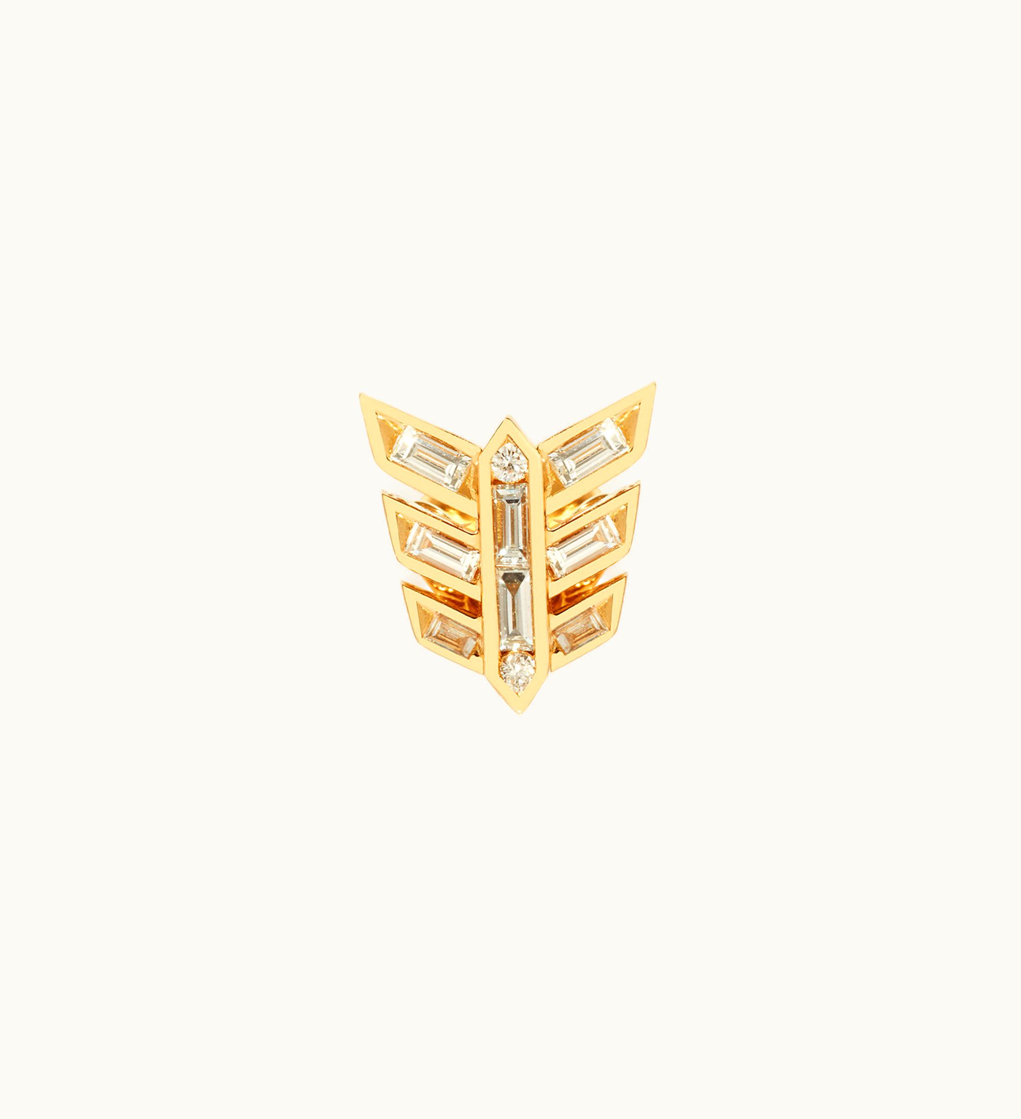 Annoushka Annoushka Flight 18Ct Gold Feather Diamond Baguette Stud Earring