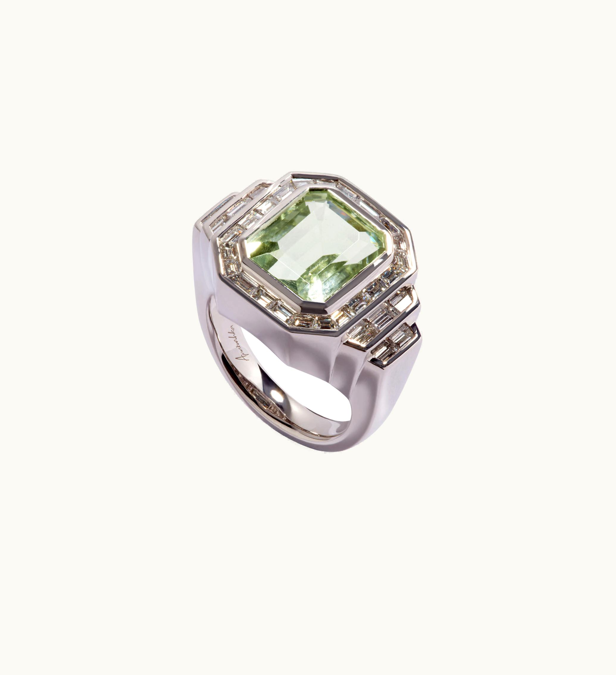Annoushka Annoushka Flight Greta 18Ct White Gold Green Amethyst & Diamond Ring