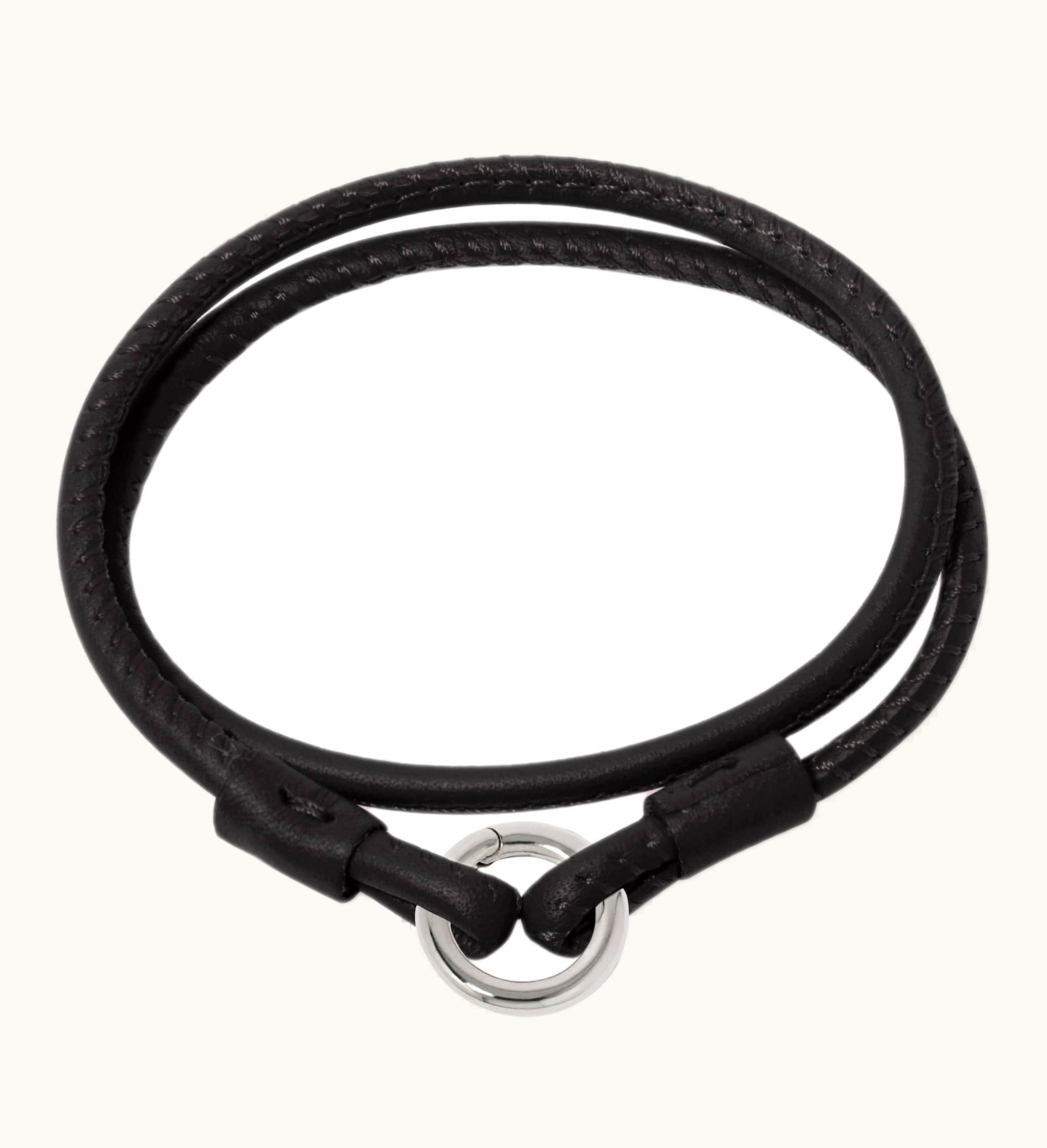 Annoushka Annoushka 14Ct White Gold Lovelink 35Cms Black Leather Bracelet