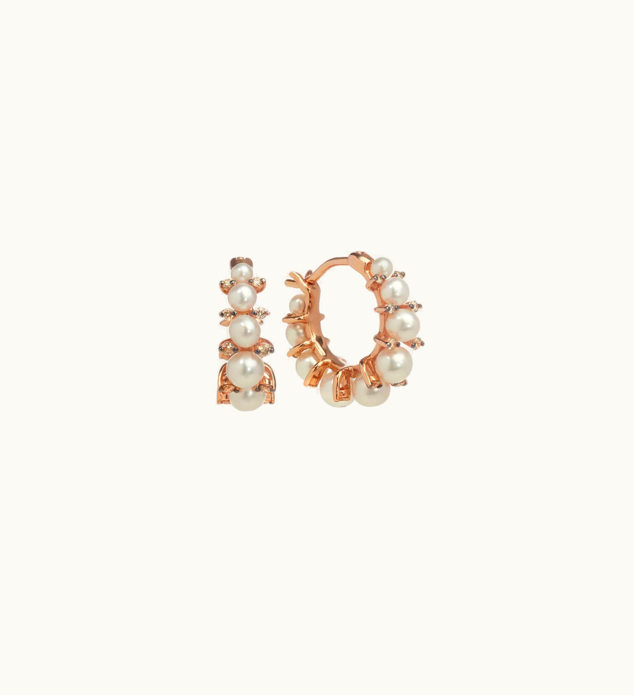 Annoushka Annoushka Diamonds & Pearls 18Ct Rose Gold Hoops