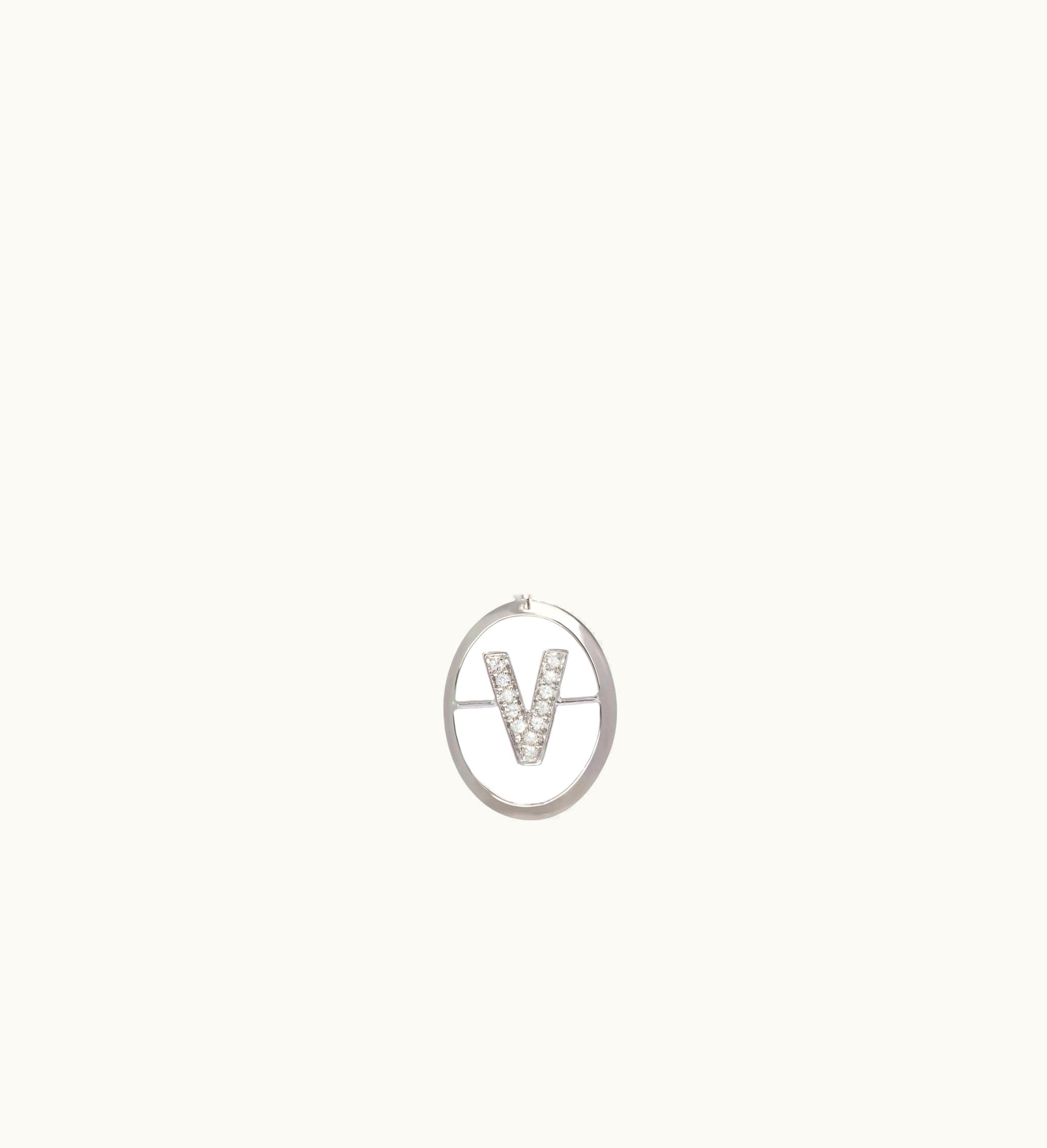 Annoushka Annoushka 18Ct White Gold Diamond Initial V Necklace