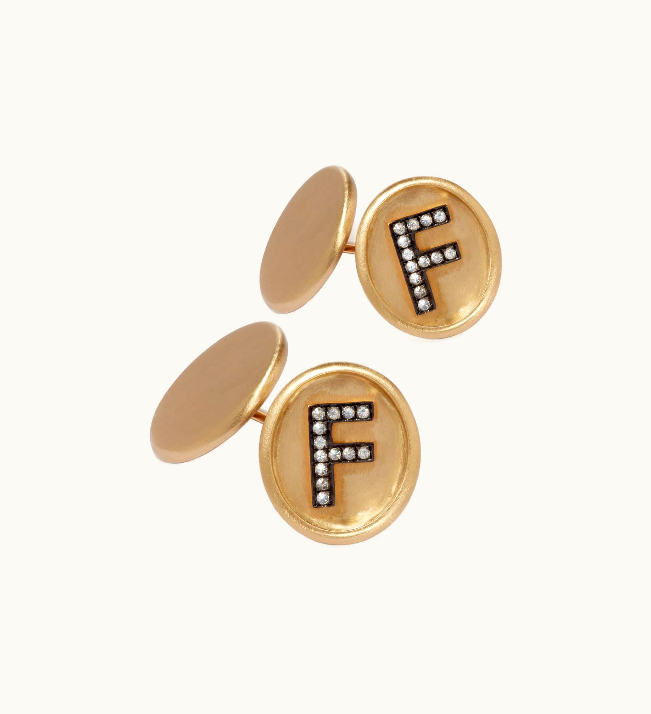 Annoushka Annoushka 18Ct Satin Gold Diamond Initial F Cufflinks