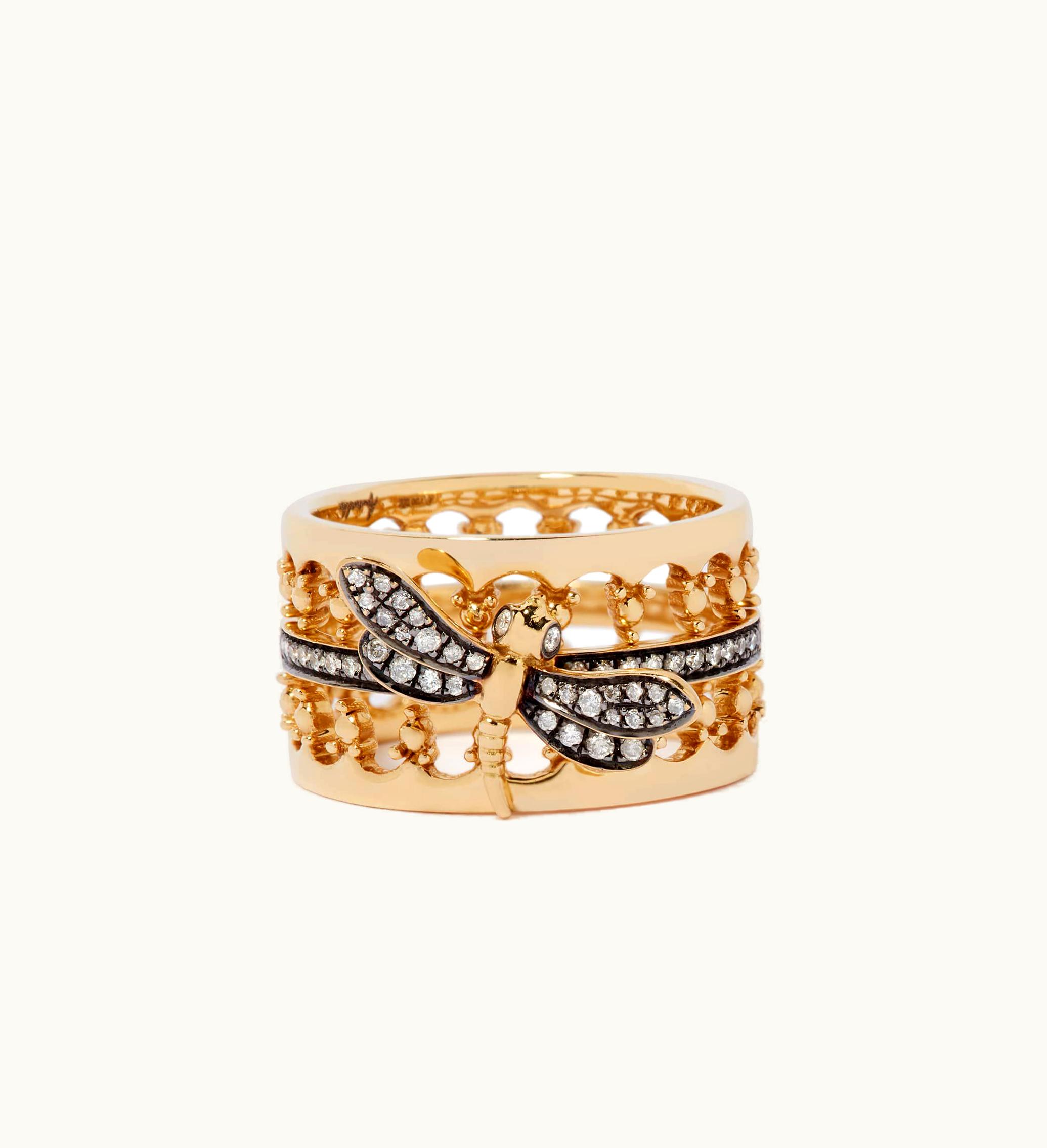 Annoushka Annoushka Dragonfly Diamond Crown Ring In 18Ct Yellow Gold