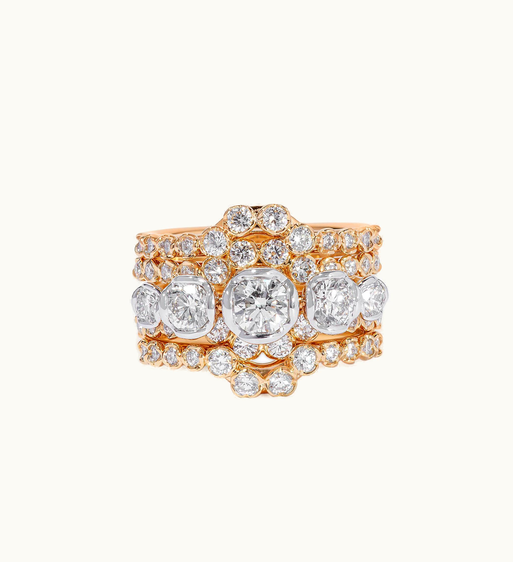 Annoushka Annoushka Marguerite 18Ct Gold & Diamond Statement Ring Stack