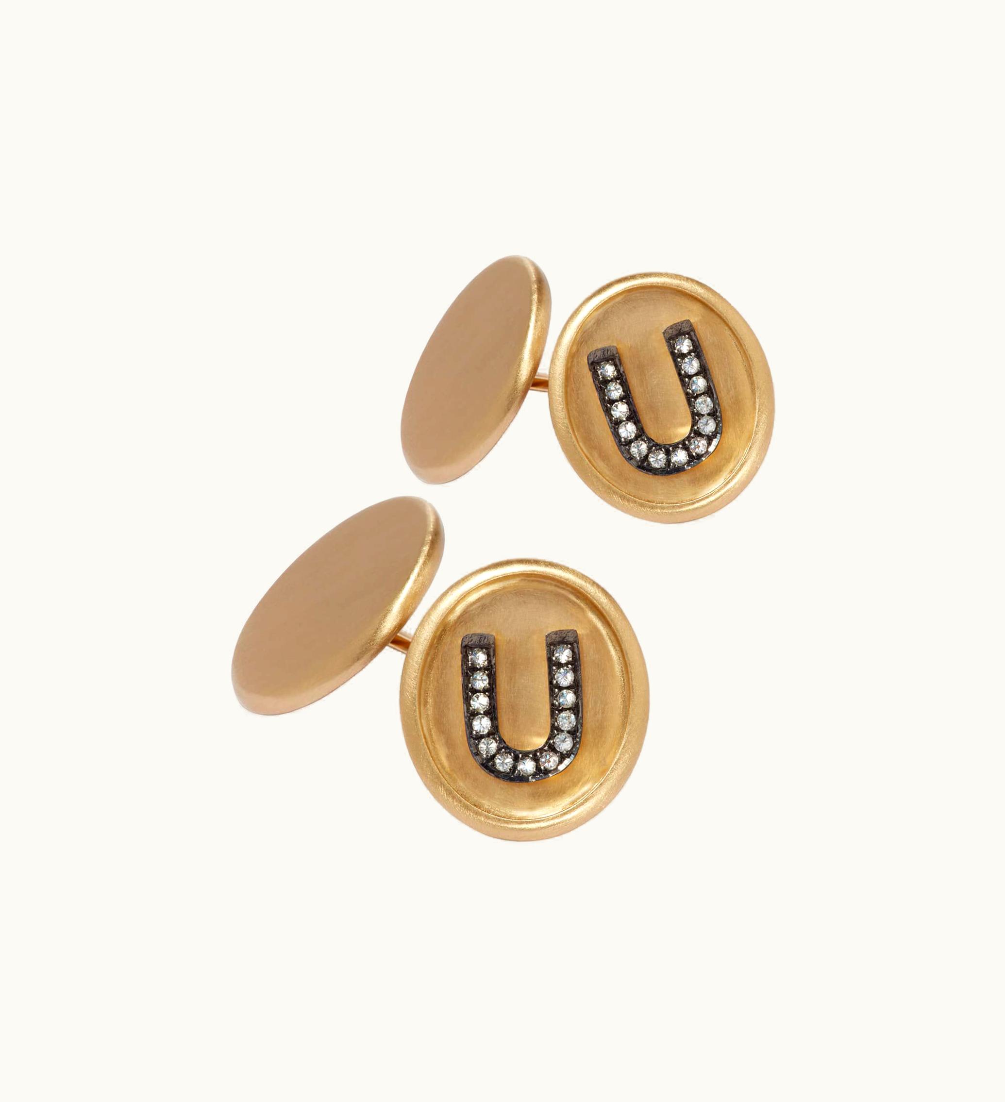 Annoushka Annoushka 18Ct Satin Gold Diamond Initial U Cufflinks