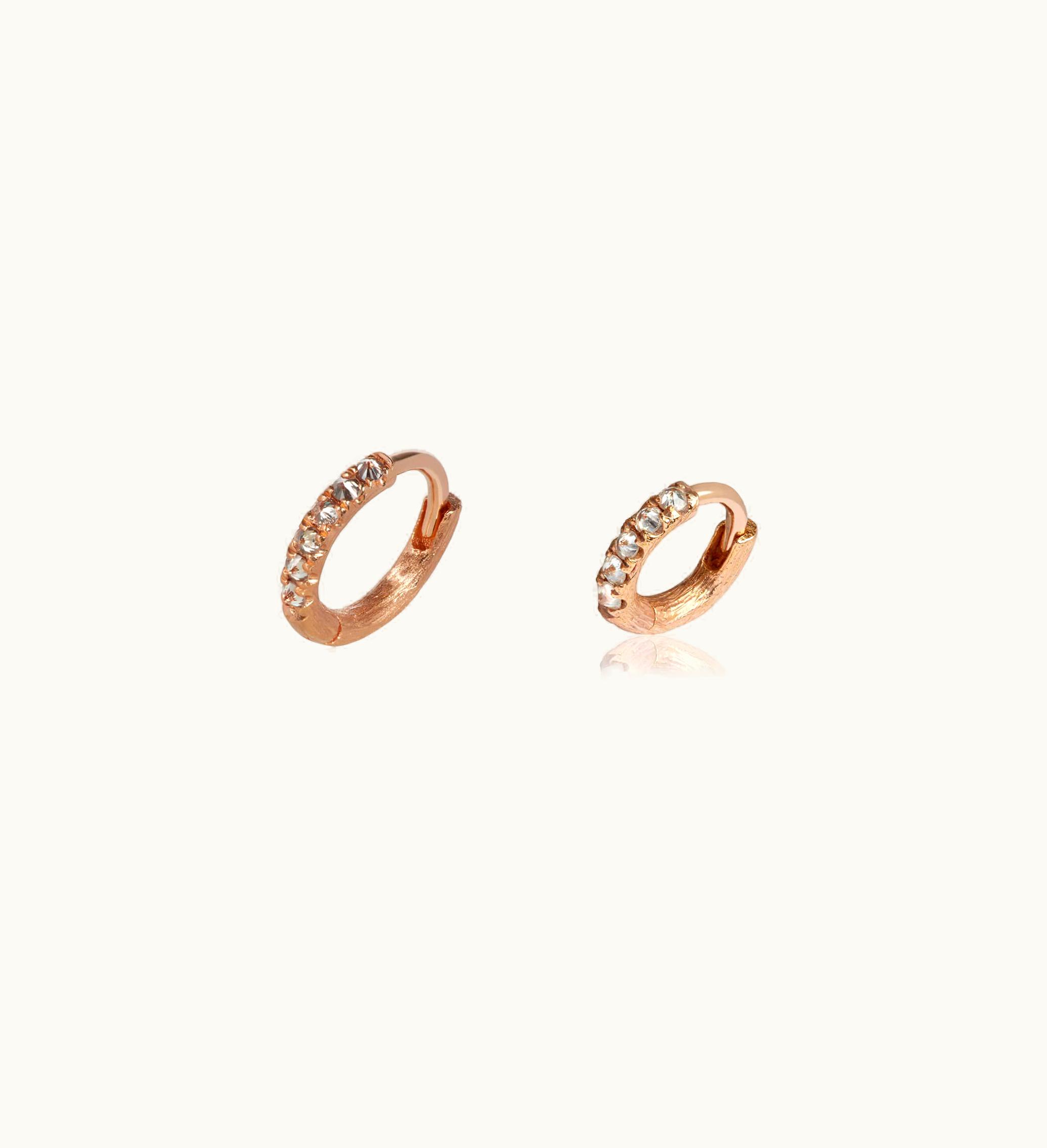 Annoushka Annoushka Dusty Diamonds 18Ct Rose Gold Diamond 7.5Mm & 10Mm Hoops