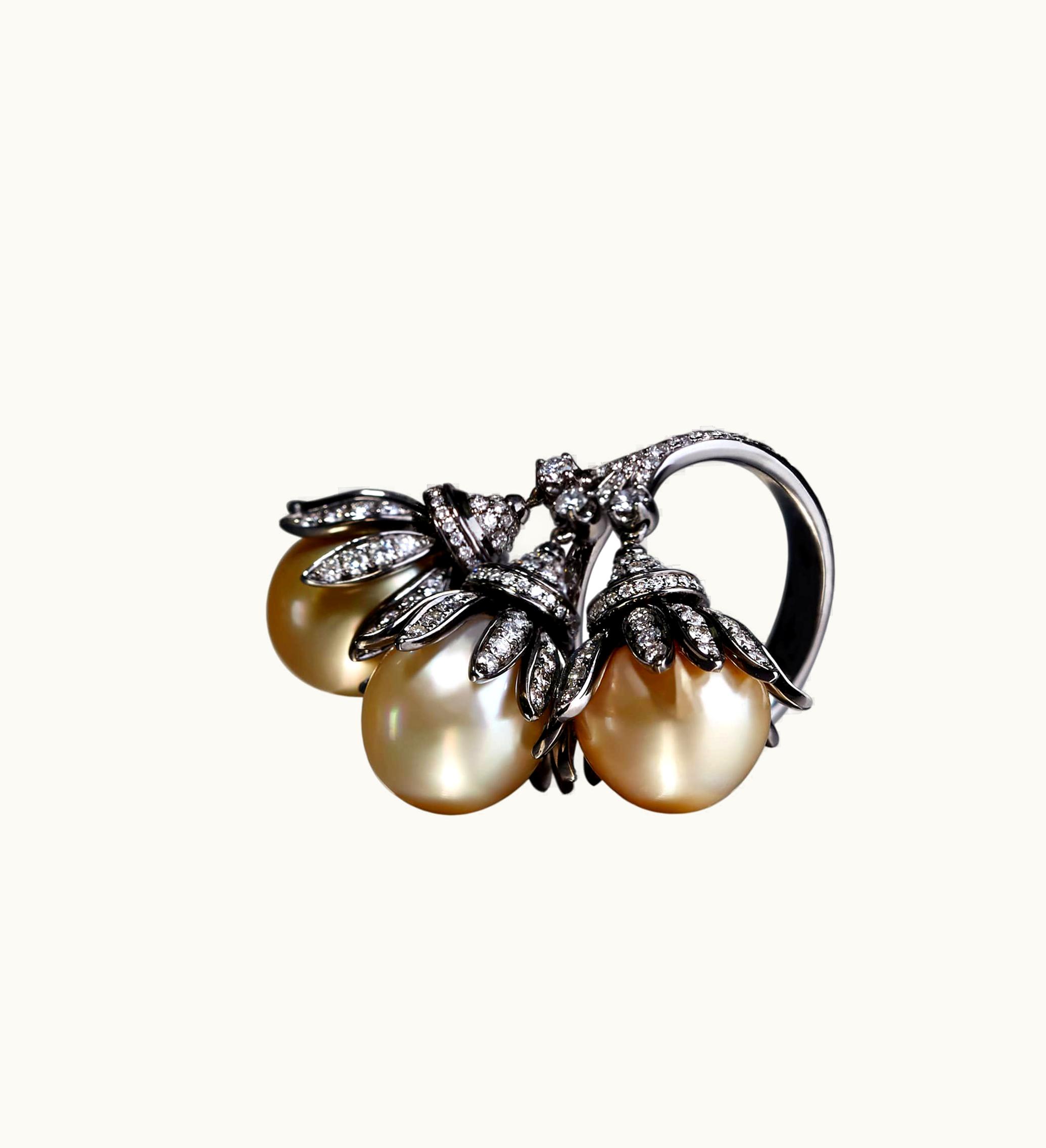 Annoushka Annoushka 18Ct White Gold South Sea Golden Pearls Ring