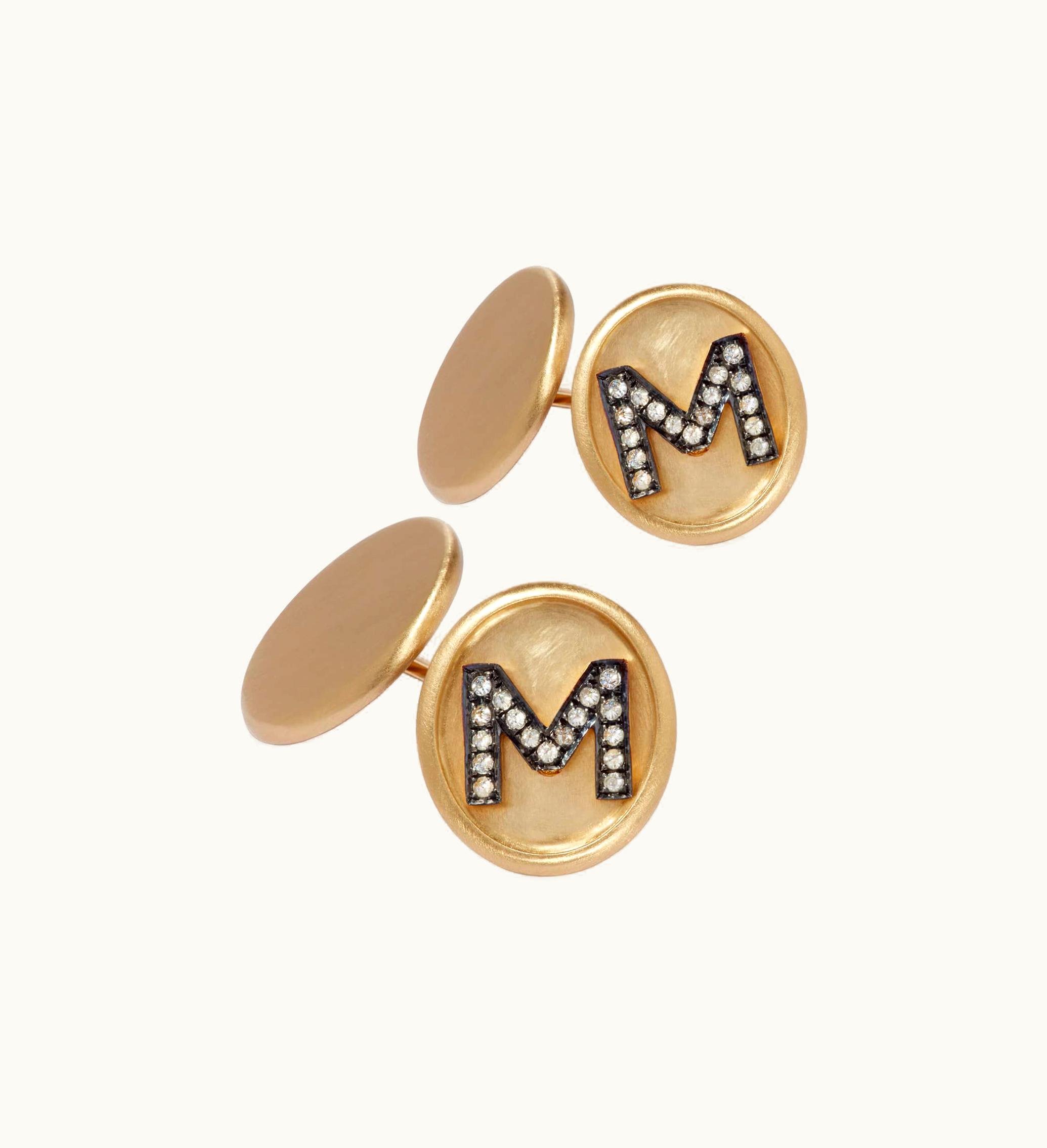 Annoushka Annoushka 18Ct Satin Gold Diamond Initial M Cufflinks