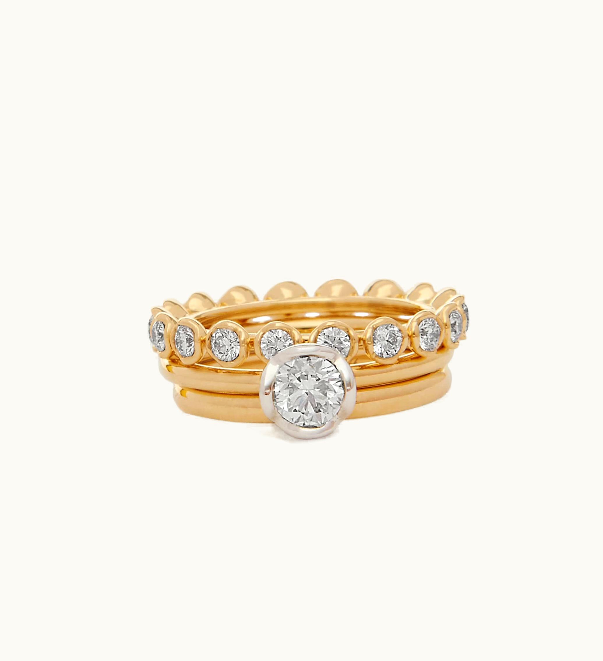 Annoushka Annoushka Marguerite 18Ct Gold Solitaire Diamond Ring Stack