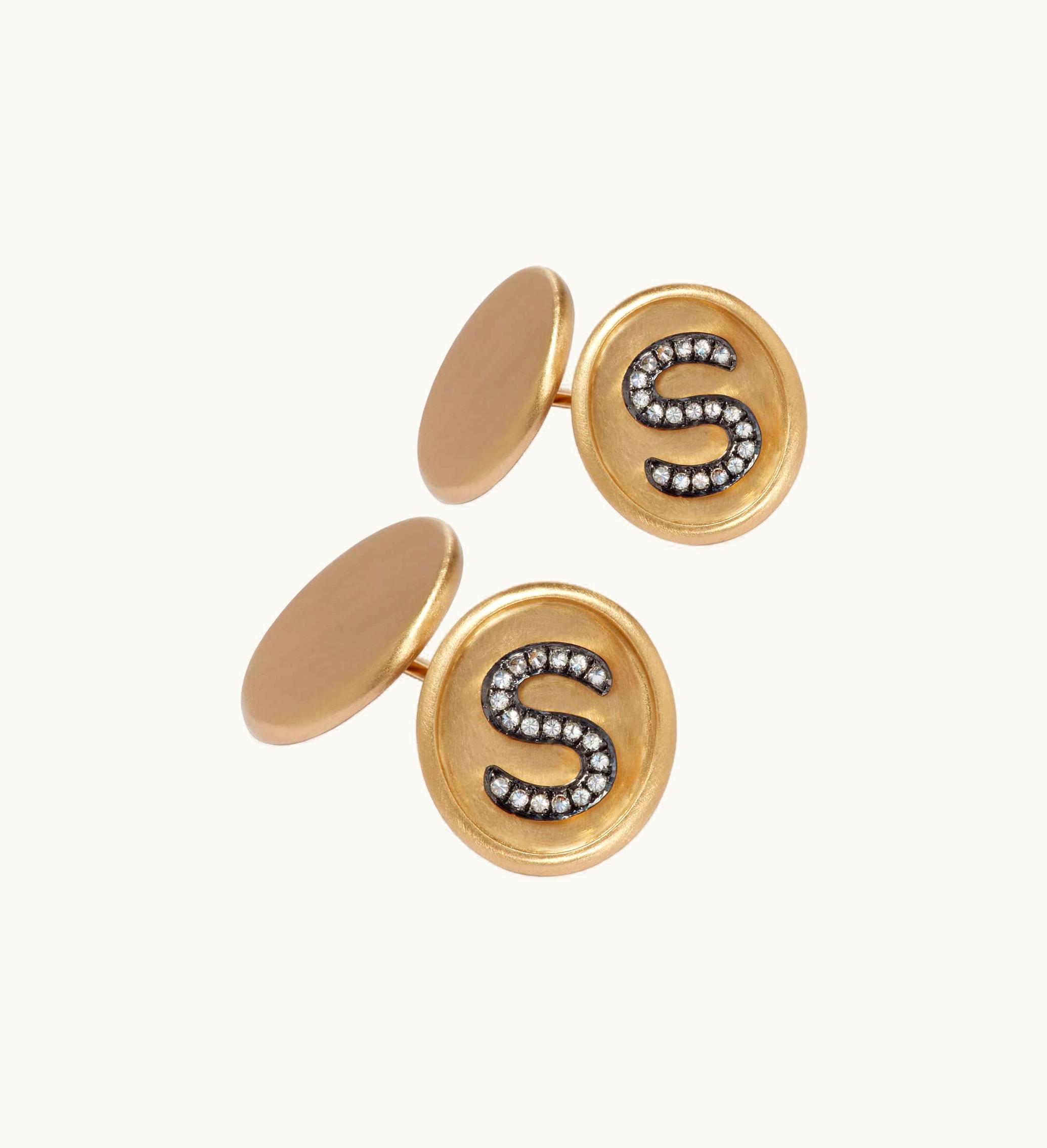 Annoushka Annoushka 18Ct Satin Gold Diamond Initial S Cufflinks