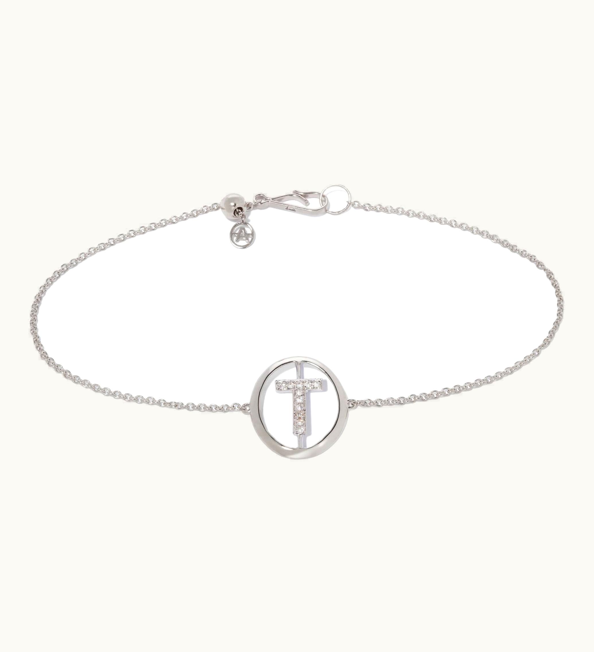 Annoushka Annoushka 18Ct White Gold Diamond Initial T Bracelet