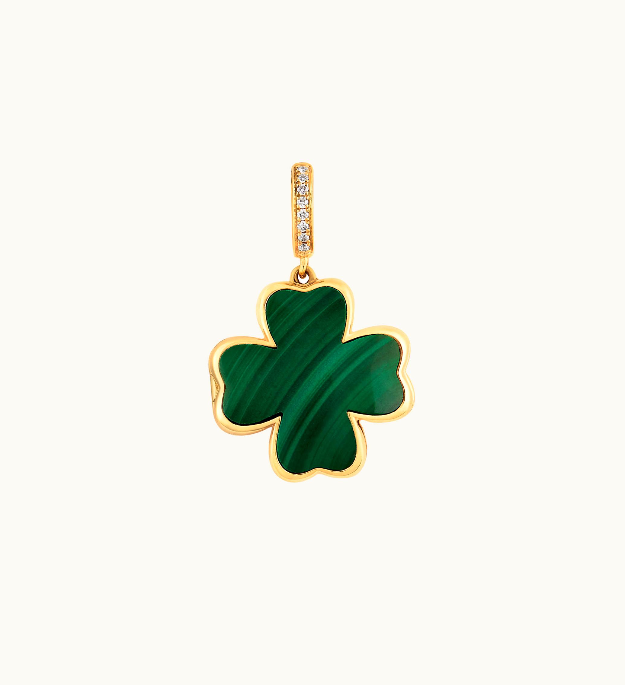 Annoushka Annoushka Mythology 18Ct Gold Malachite Clover Locket Charm