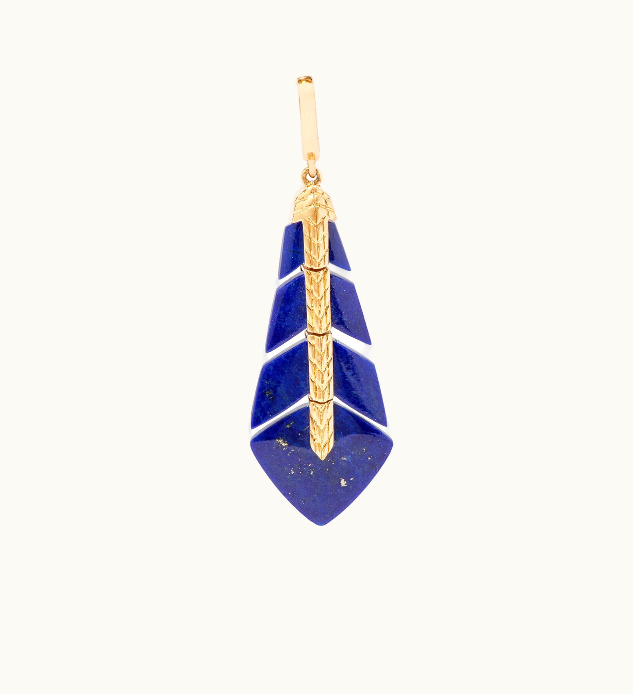 Annoushka Annoushka Flight 18Ct Yellow Gold Feather Lapis Charm