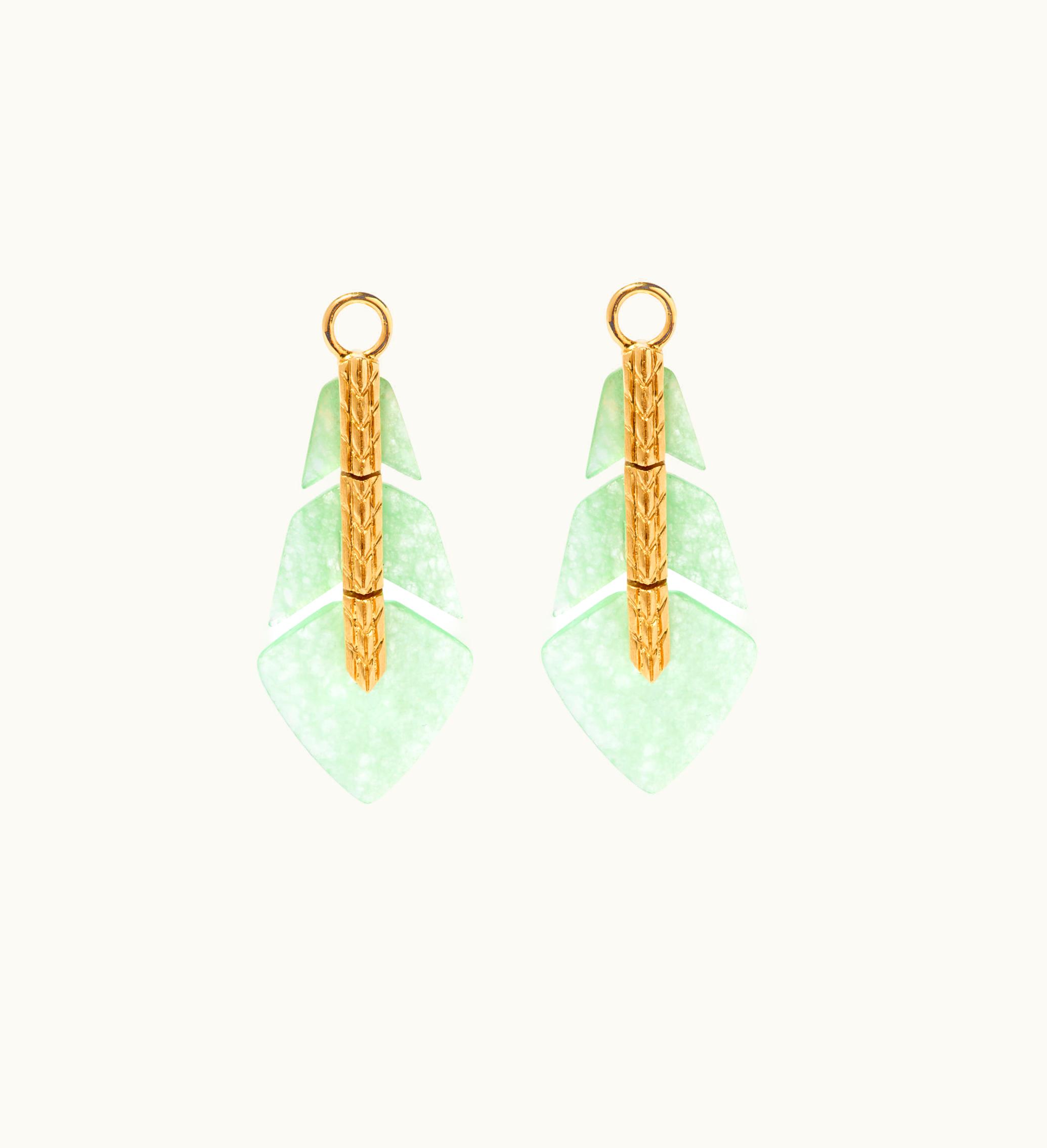 Annoushka Annoushka Flight 18Ct Yellow Gold Feather Jade Earring Drops