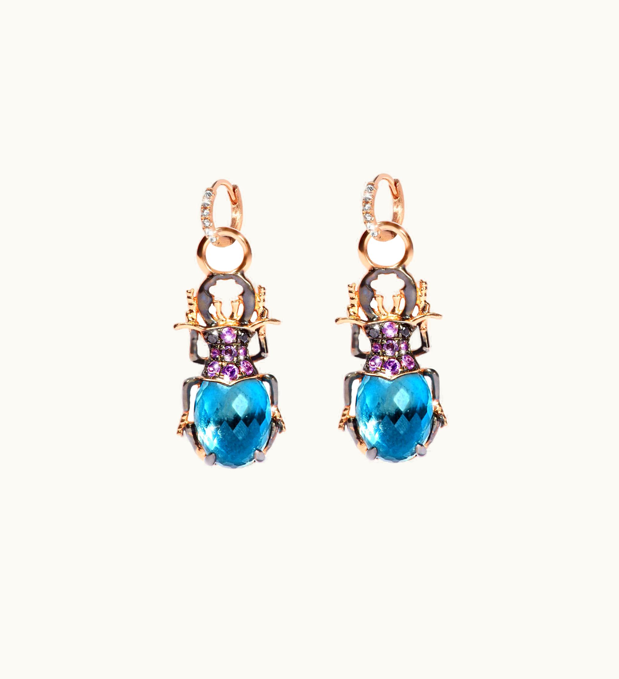 Annoushka Annoushka Mythology 18Ct Rose Gold Topaz Beetle Earring Drops
