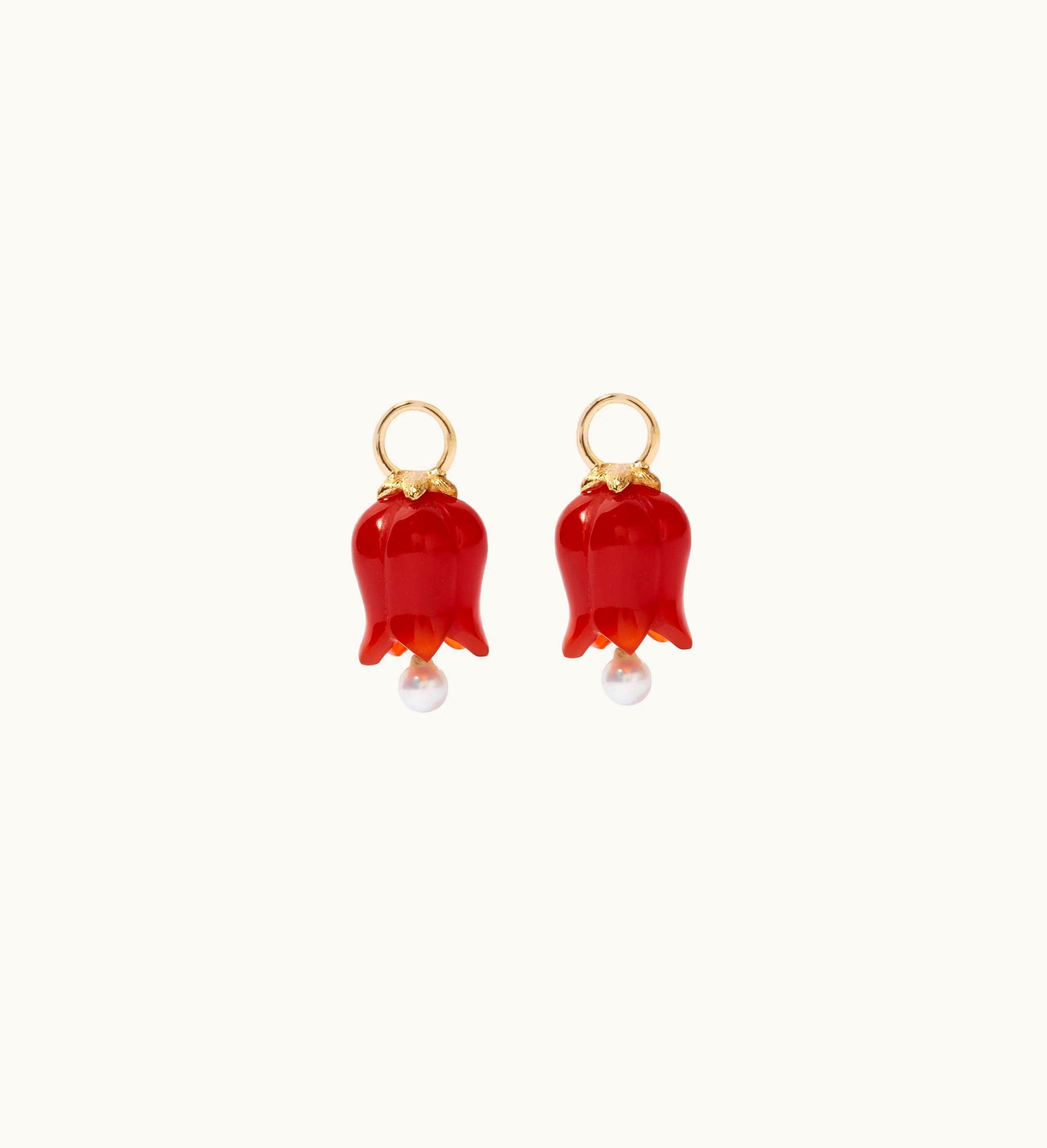 Annoushka Annoushka 18Ct Gold Red Agate Pearl Tulip Earring Drops