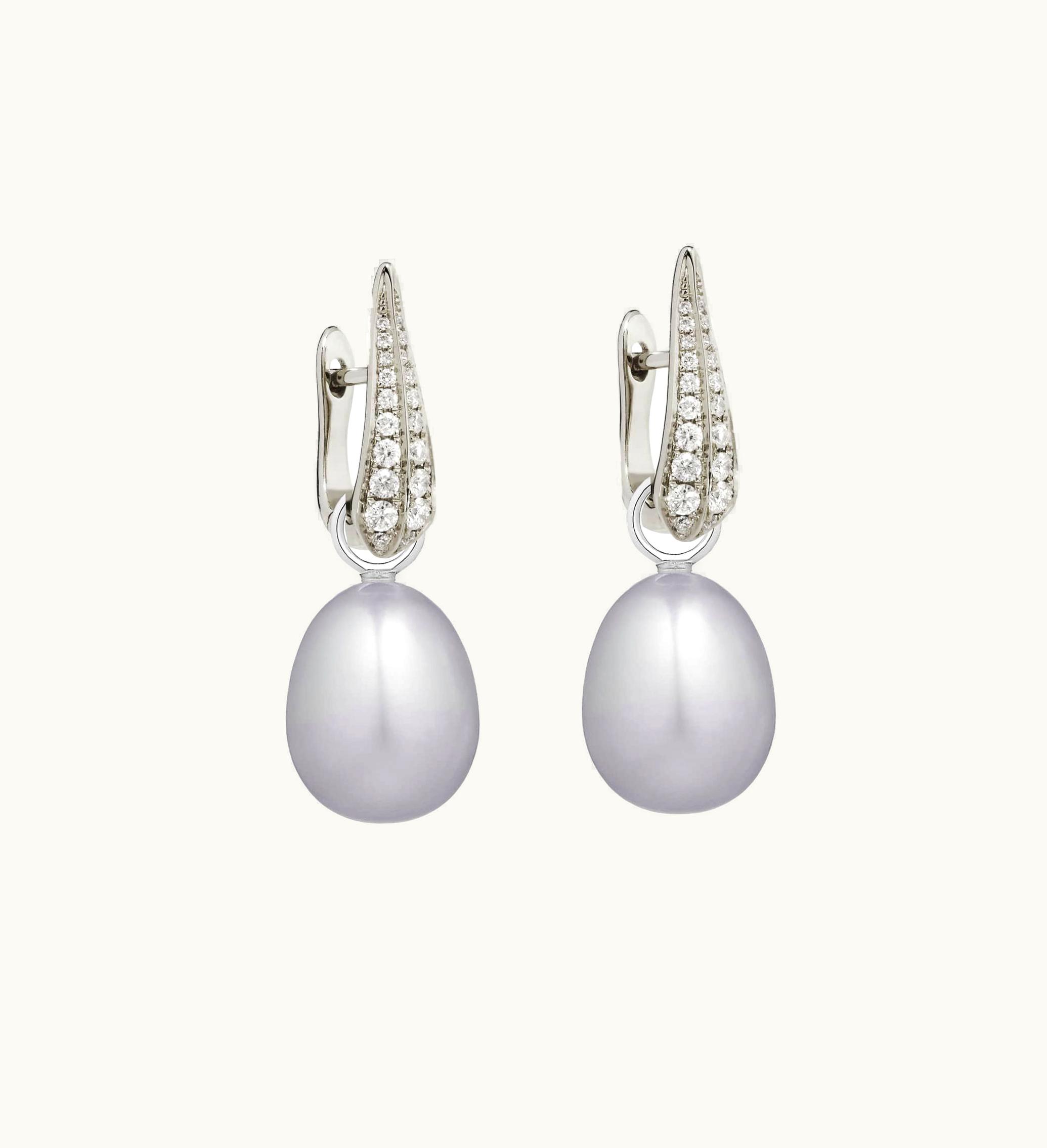 Annoushka Annoushka 18Ct White Gold Diamond Grey Pearl Earrings