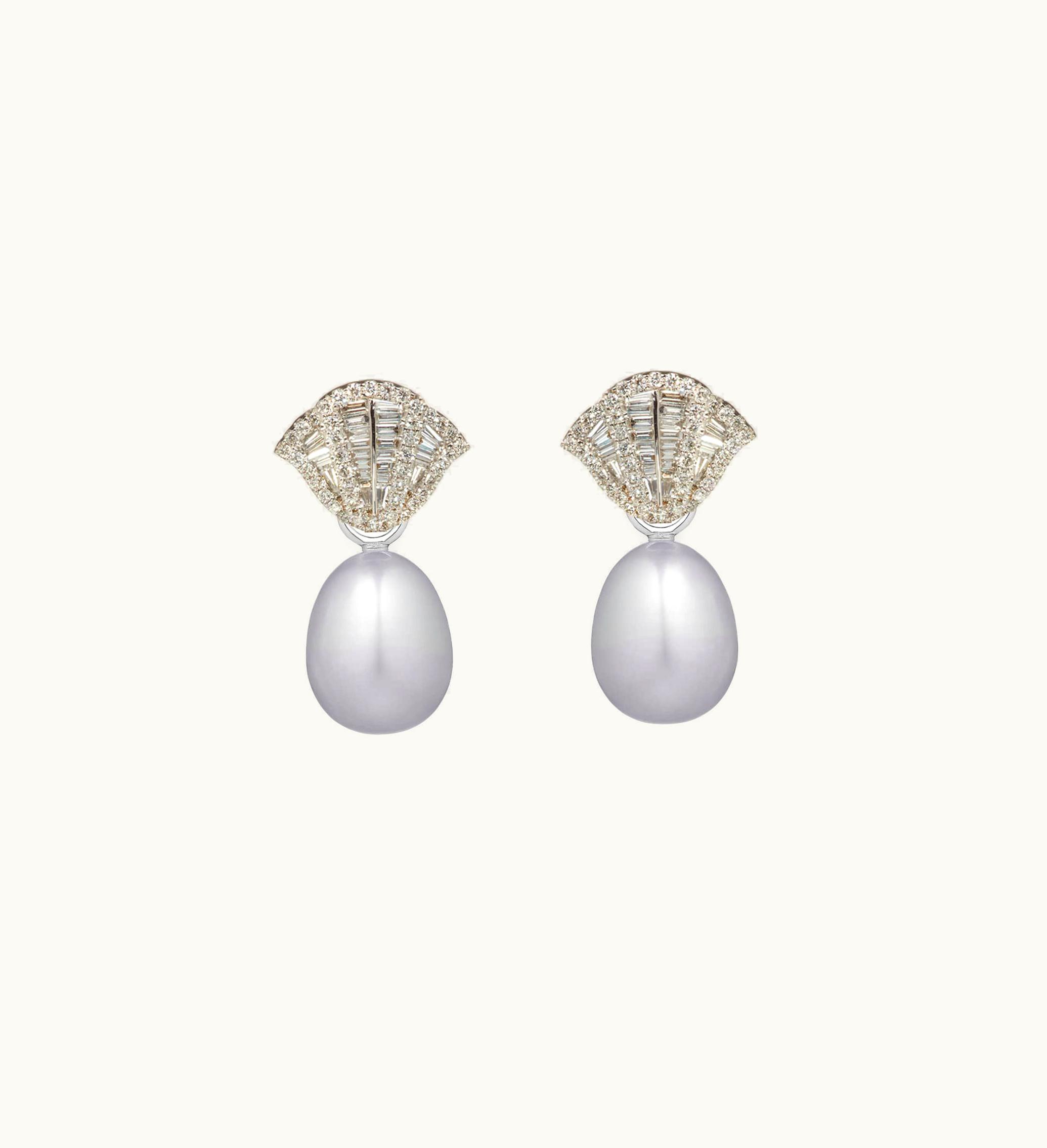 Annoushka Annoushka 18Ct White Gold Baroque Grey Pearl Diamond Earrings
