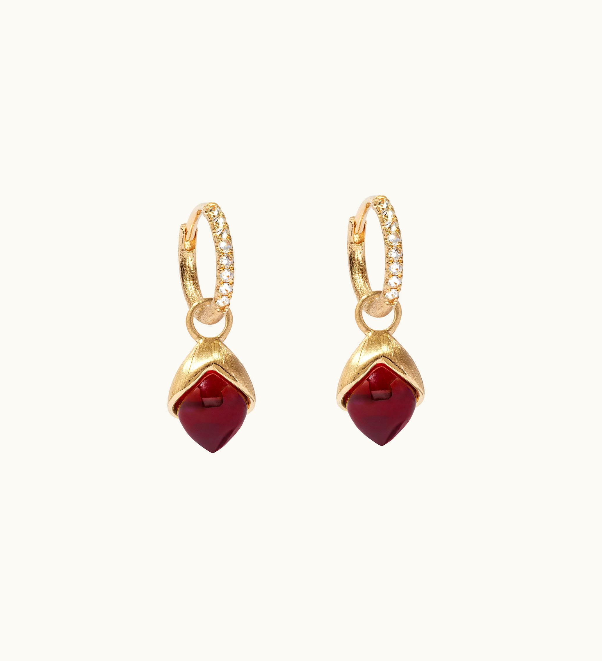 Annoushka Annoushka 18Ct Gold & Diamond Garnet Drop Earrings
