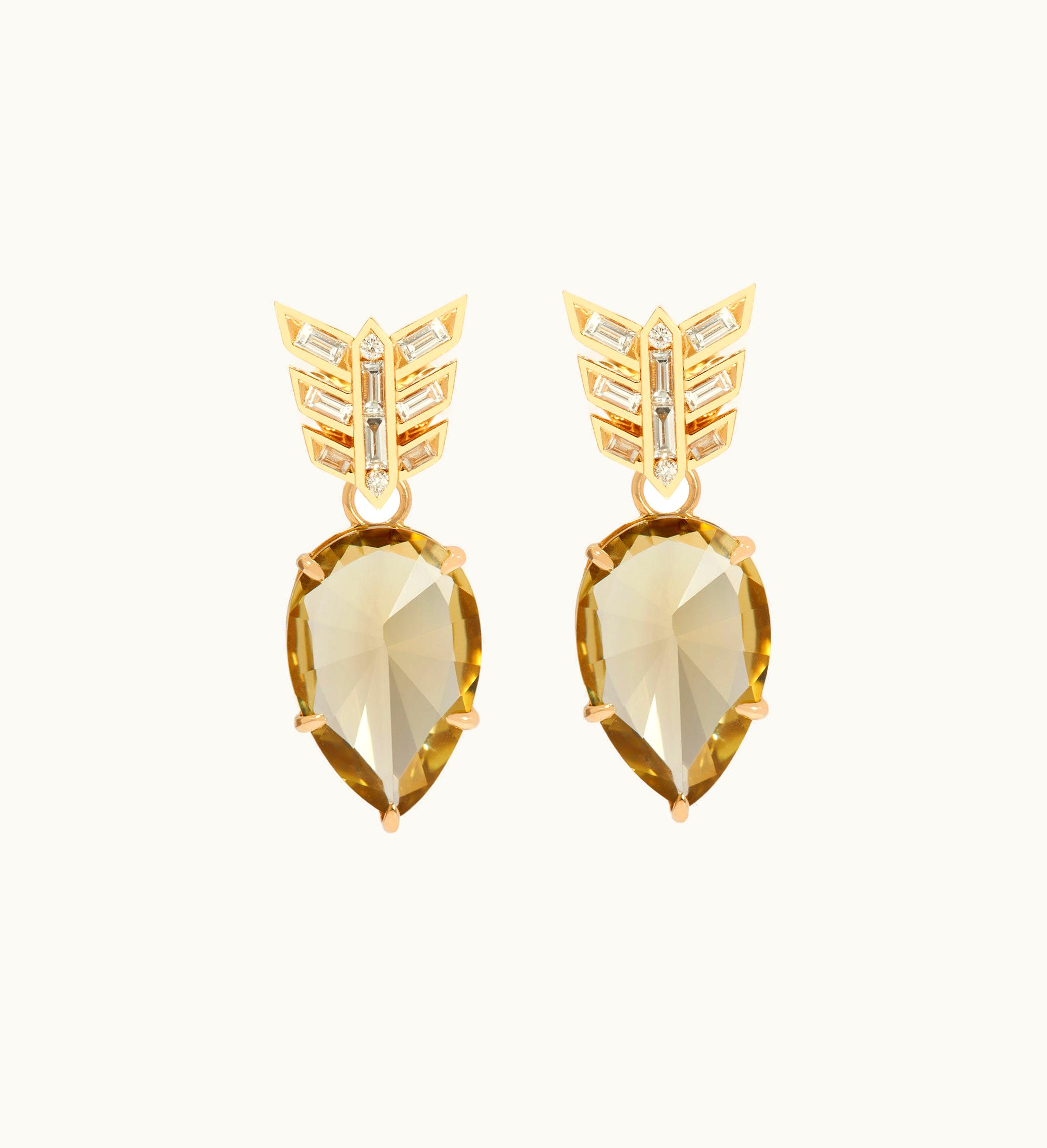 Annoushka Annoushka 18Ct Yellow Gold Chameleon Olive Quartz Diamond Earrings