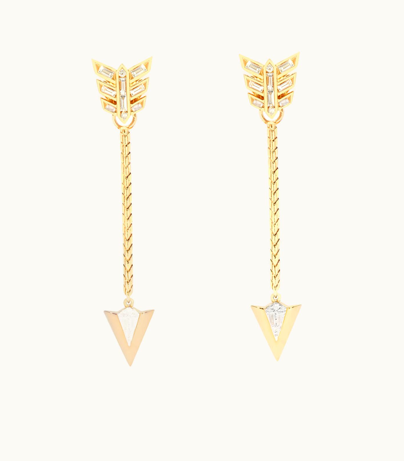 Annoushka Annoushka Flight 18Ct Yellow Gold Baguette Diamond Long Arrow Earrings
