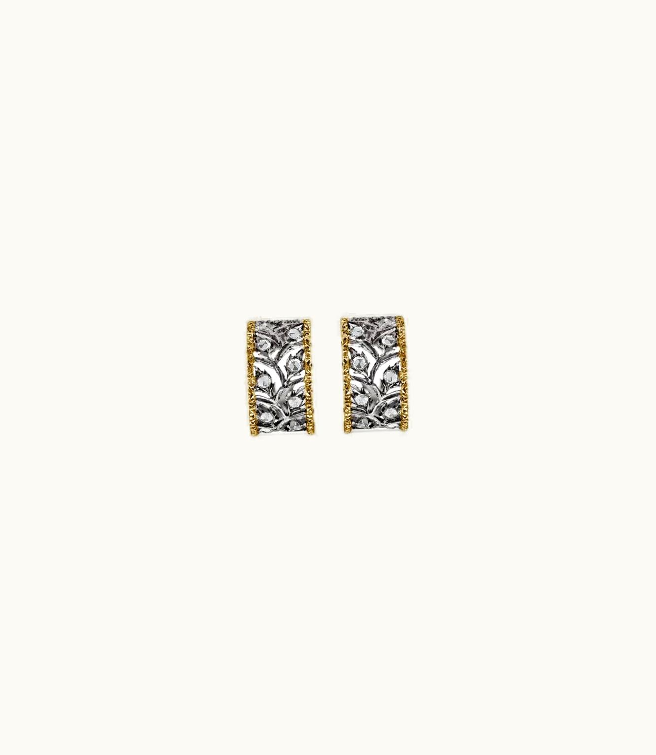 Buccellati Buccellati Ramage Earrings Earrings In Yellow Gold And Black Rhodium-Plated White Gold Set With Diamonds JAUEAR005077