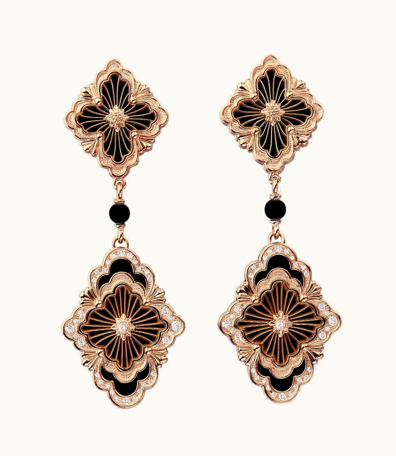 Buccellati Buccellati Opera Tulle Earrings Earrings In Pink Gold Set With Onyx JAUEAR021337