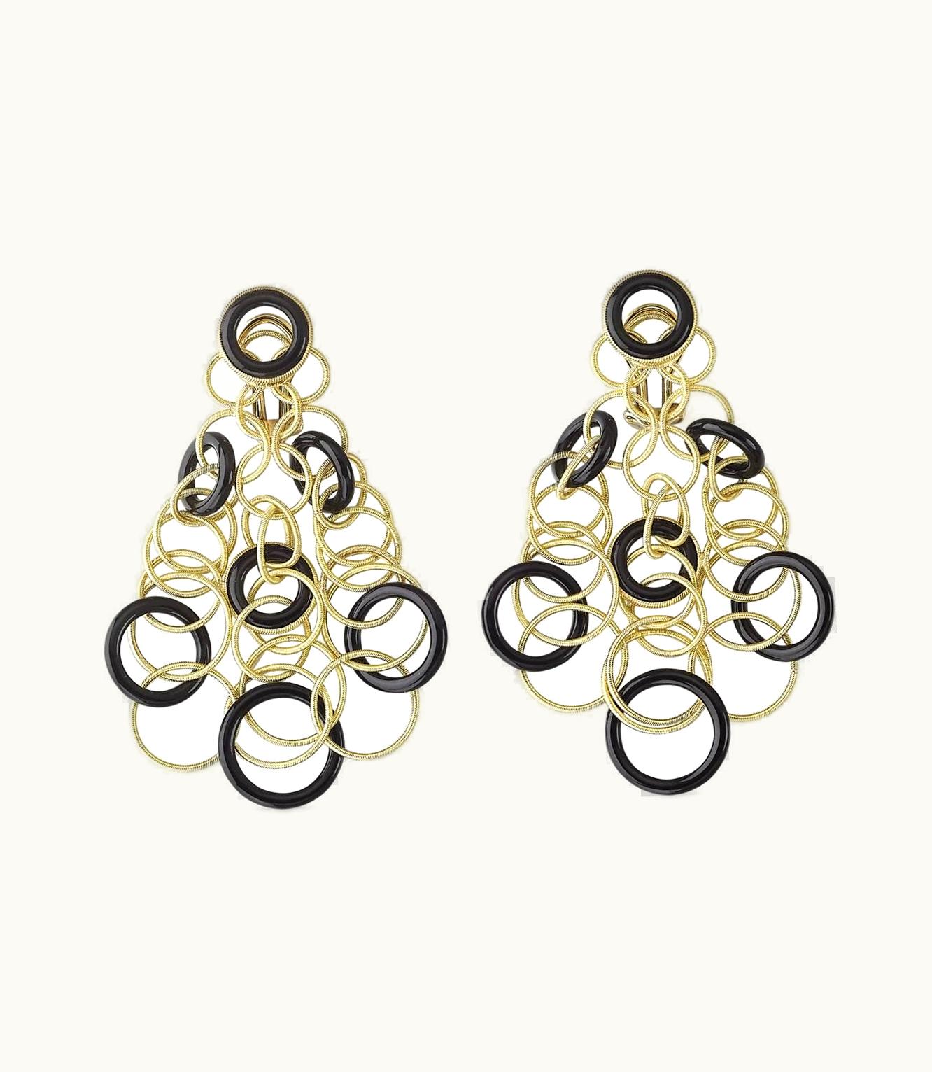 Buccellati Buccellati Hawaii Color Earrings Earrings In Yellow Gold Set With Onyx JAUEAR013836