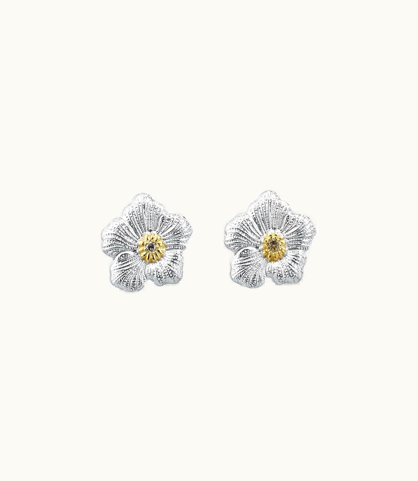 Buccellati Buccellati Blossoms Diamonds Earrings Earrings In Rhodium-Plated And Gold-Plated Sterling Silver Set With Fancy Diamonds JAGEAR012277