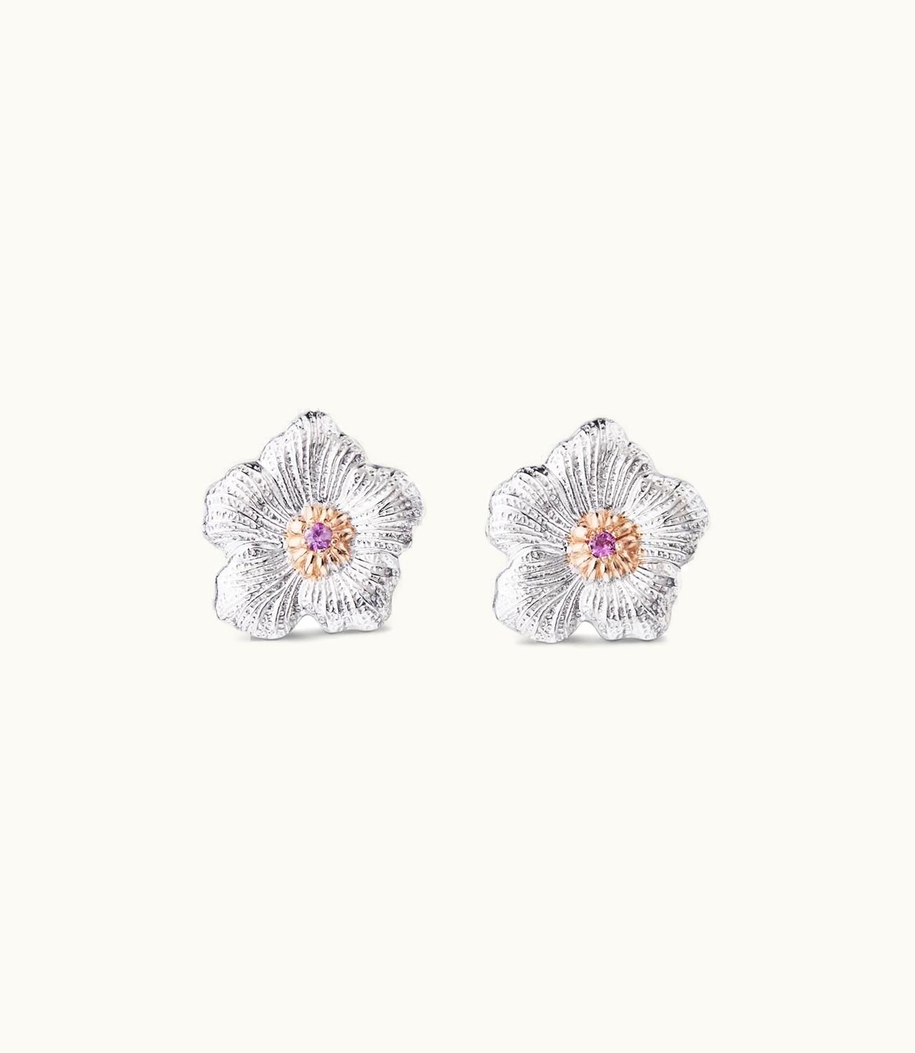 Buccellati Buccellati Blossoms Sapphires Earrings Earrings In Rhodium-Plated And Gold-Plated Sterling Silver Set With Sapphires JAGEAR015801