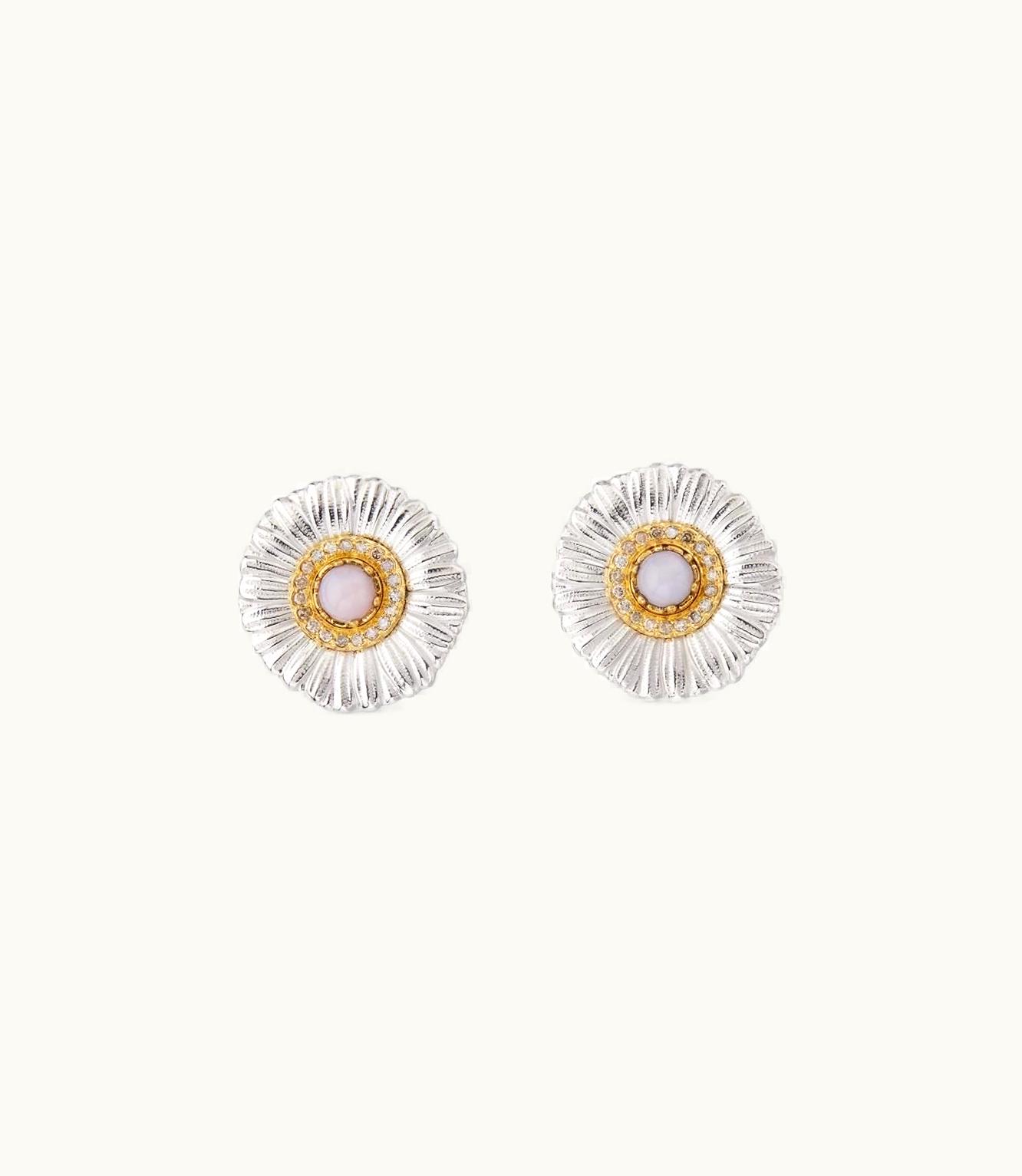 Buccellati Buccellati Blossoms Color Earrings Earrings In Palladium-Plated And Gold-Plated Sterling Silver Set With Opal JAGEAR021327