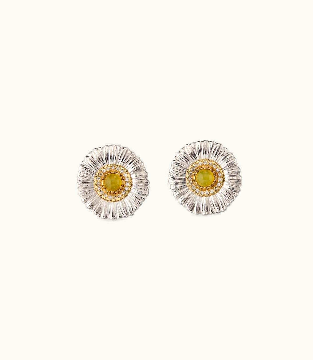 Buccellati Buccellati Blossoms Color Earrings Earrings In Palladium-Plated And Gold-Plated Sterling Silver Set With Yellow Agate JAGEAR021270