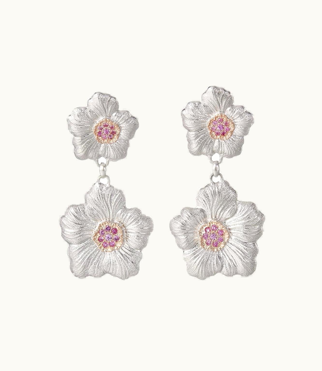 Buccellati Buccellati Blossoms Sapphires Earrings Earrings In Rhodium-Plated And Gold-Plated Sterling Silver Set With Sapphires JAGEAR015242